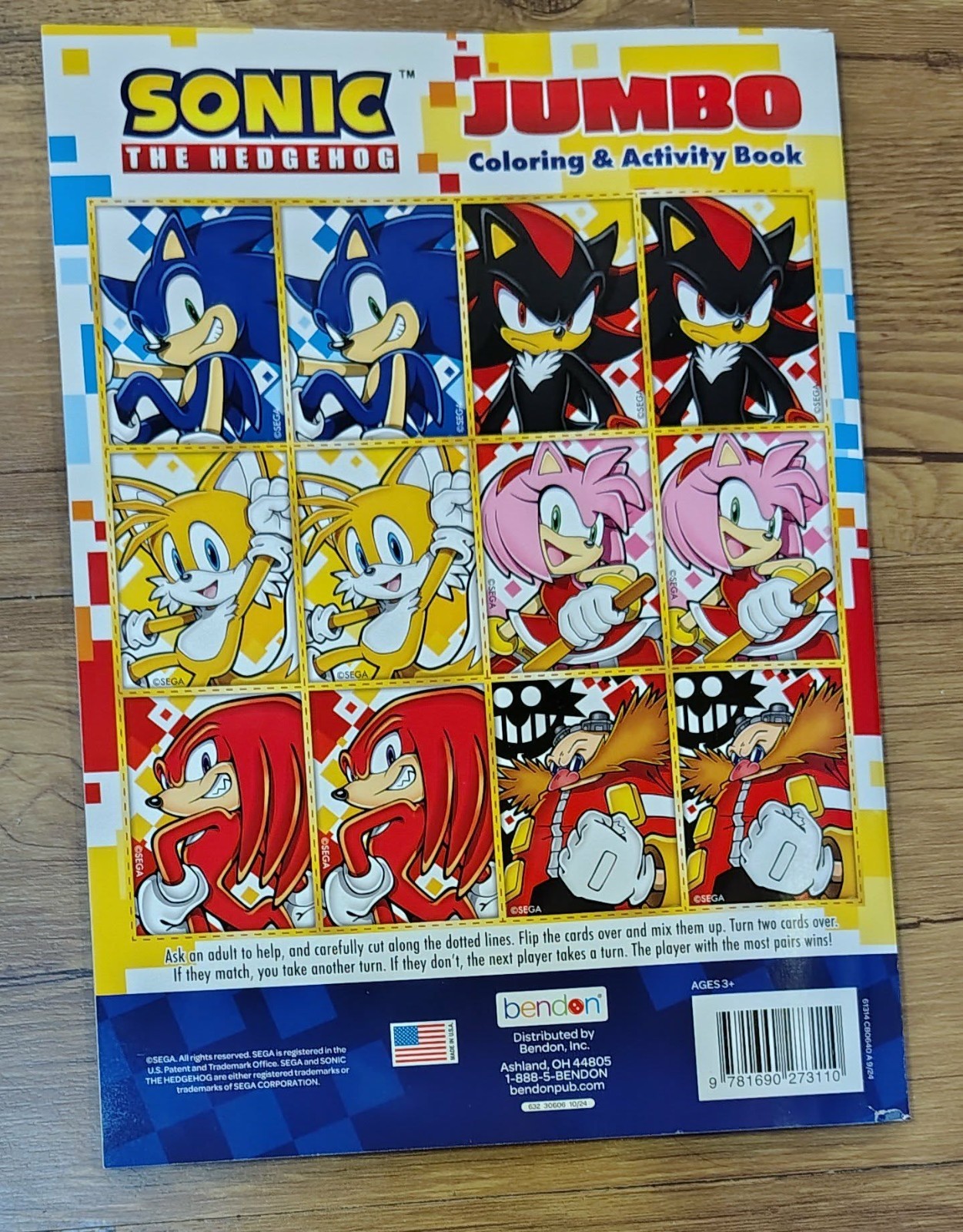 Sonic The Hedgehog Jumbo Coloring & Activity Book New Bendon Made In USA