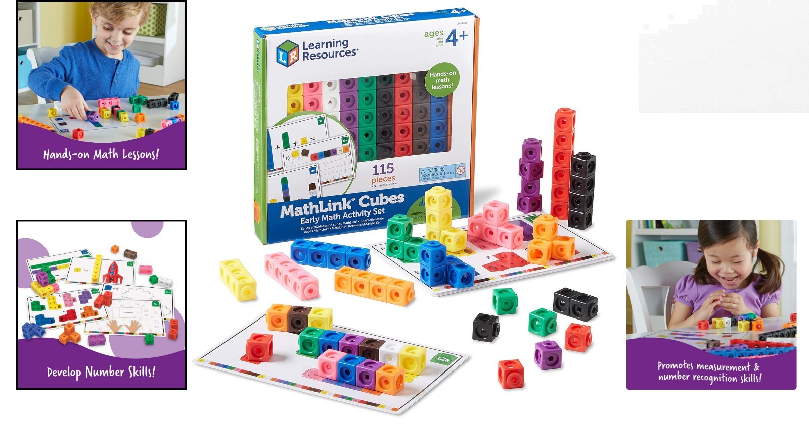 Engaging MathLink Cubes Activity Set – 115 Colorful Pieces for Preschoolers