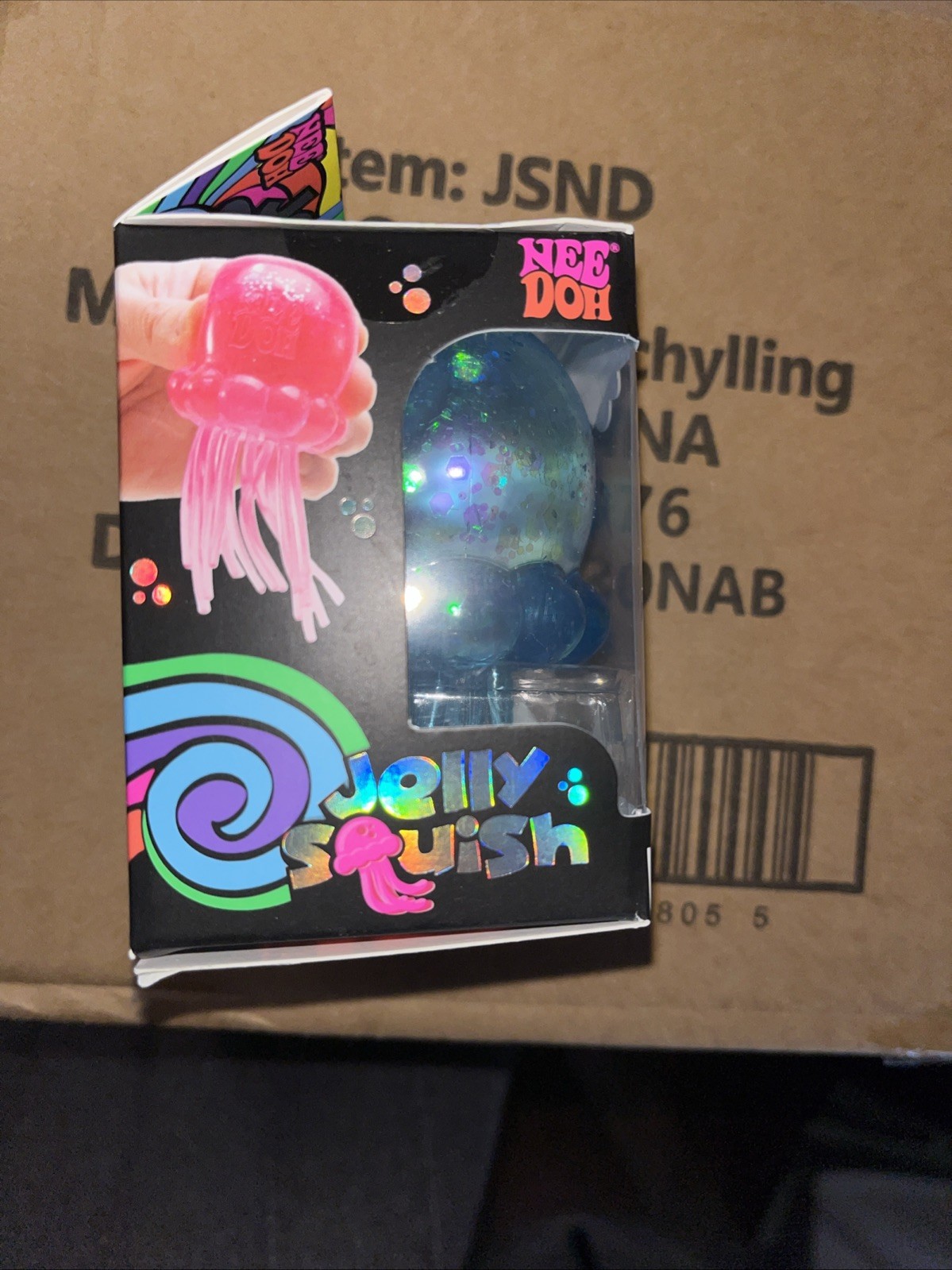 Schylling NeeDoh JellySquish Jellyfish Super Solid Squish Squeeze Toy Blue
