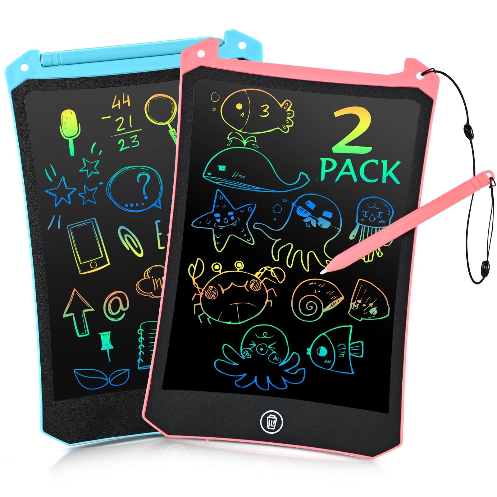 EooCoo Toddler Toys, LCD Writing Tablet for Kids 2 Pack, 8.5”Pink&Blue