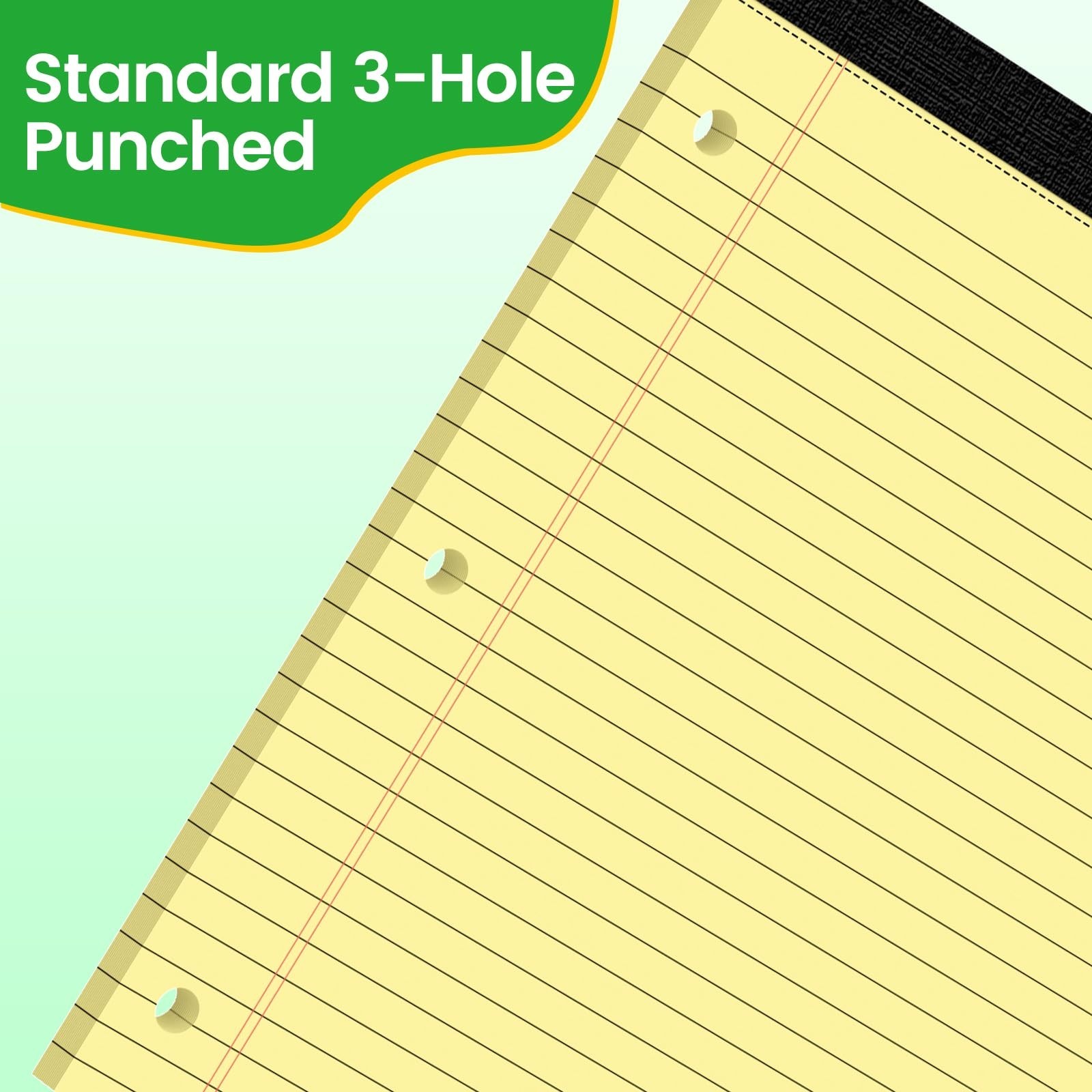 3 Hole Legal Pad 8.5 x 11, 3 Pack Yellow Note Pads, Notebook Paper Wide Ruled…
