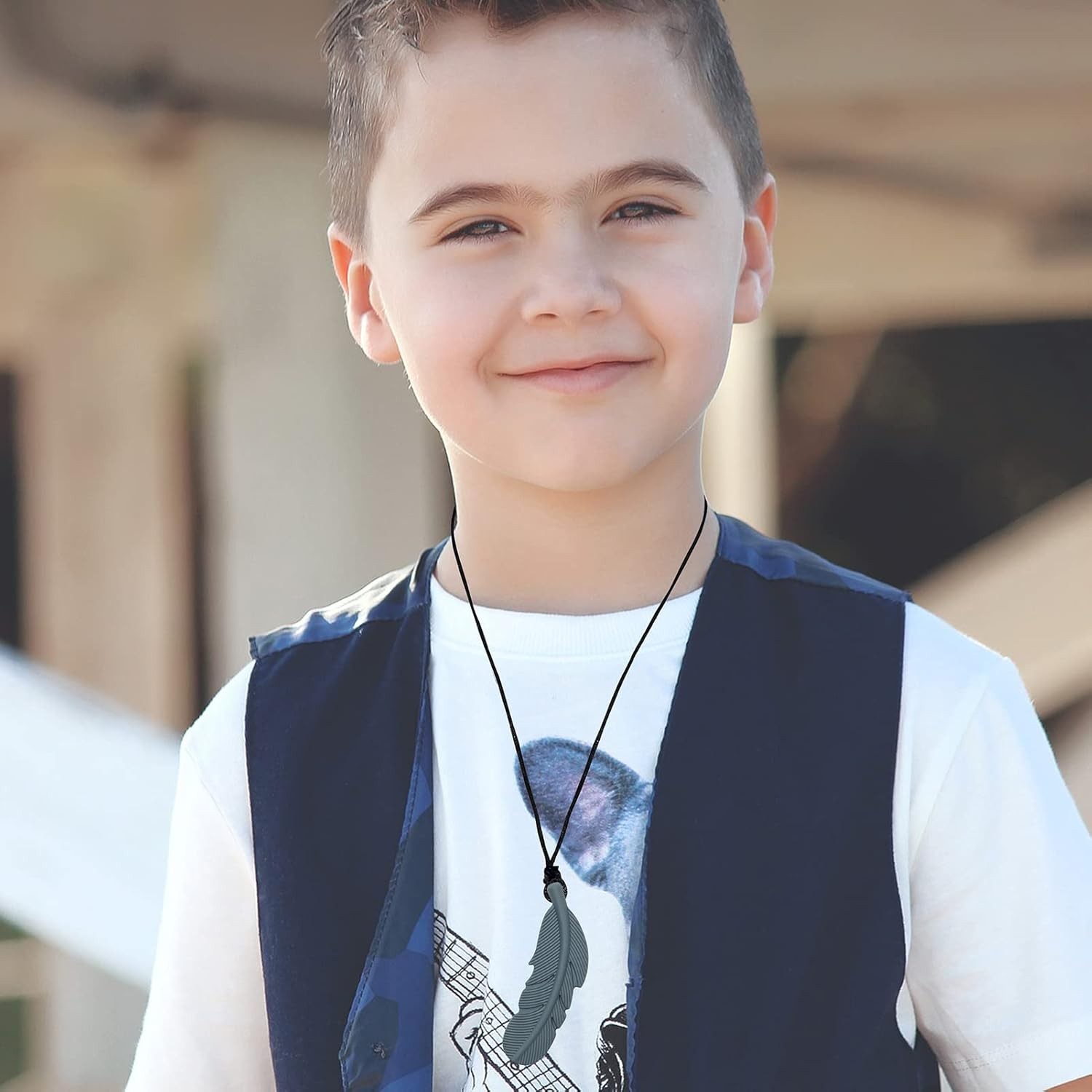 ensory Chew Necklace for Kids 5-Pack Autism ADHD Silicone Chewy Pendant