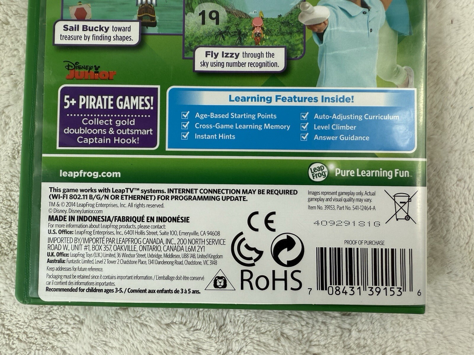 Leap Frog Learning Game Jake & The Neverland Pirates Age 3-5 LeapTV Mathematics