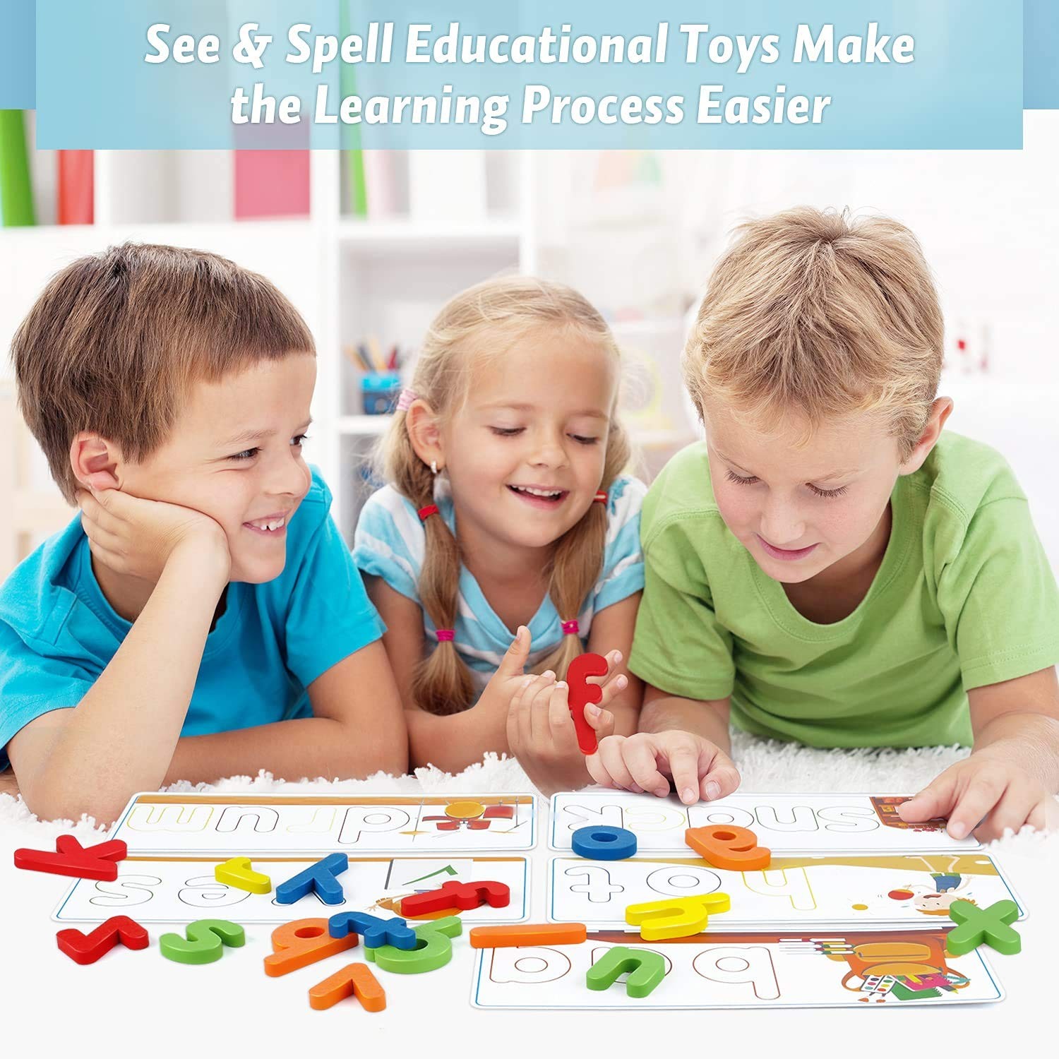 Learning Toys for 2 3 4 5 6 Years Old Boys and Girls, See & Spell CVC Word Bu