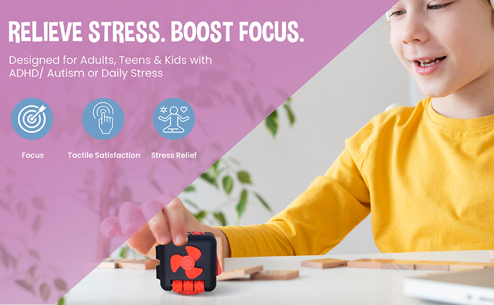 Fidget Cube 9-in-1 Ultimate Sensory Fidget Toy for Stress&Anxiety Relief[BlkRed]
