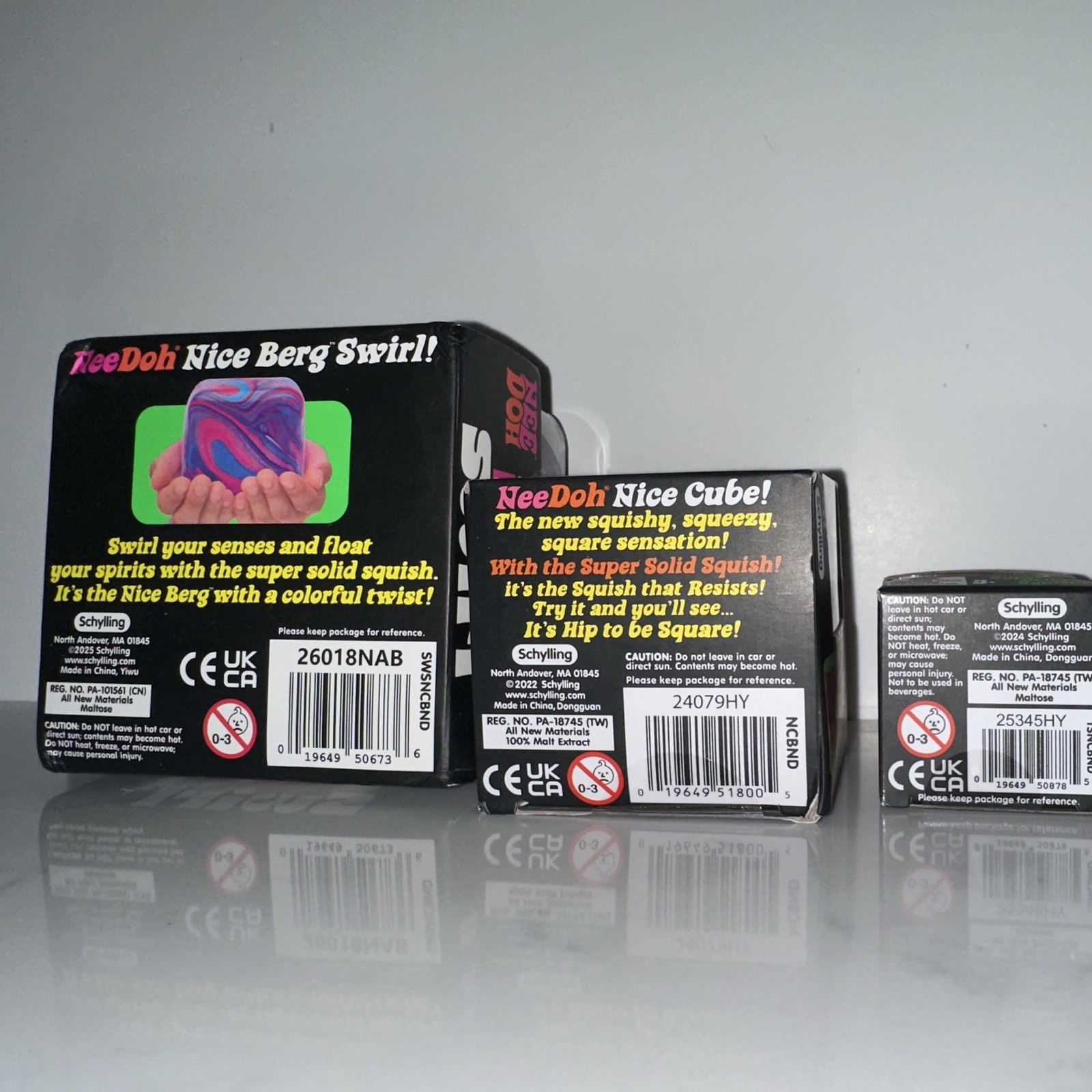 🔥🔥Schylling NeeDoh Pink Super Solid Squish Set Nice Berg Swirl, Cube Ice Baby