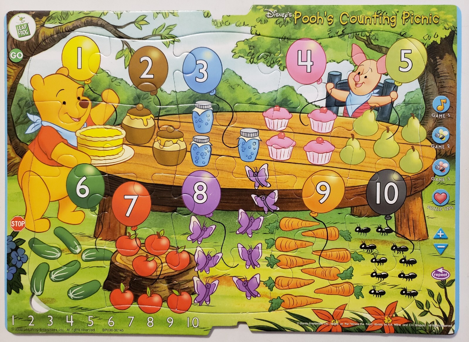 Leap Frog LeapPad Puzzles Disney’s Pooh’s Counting Picnic Interactive Games