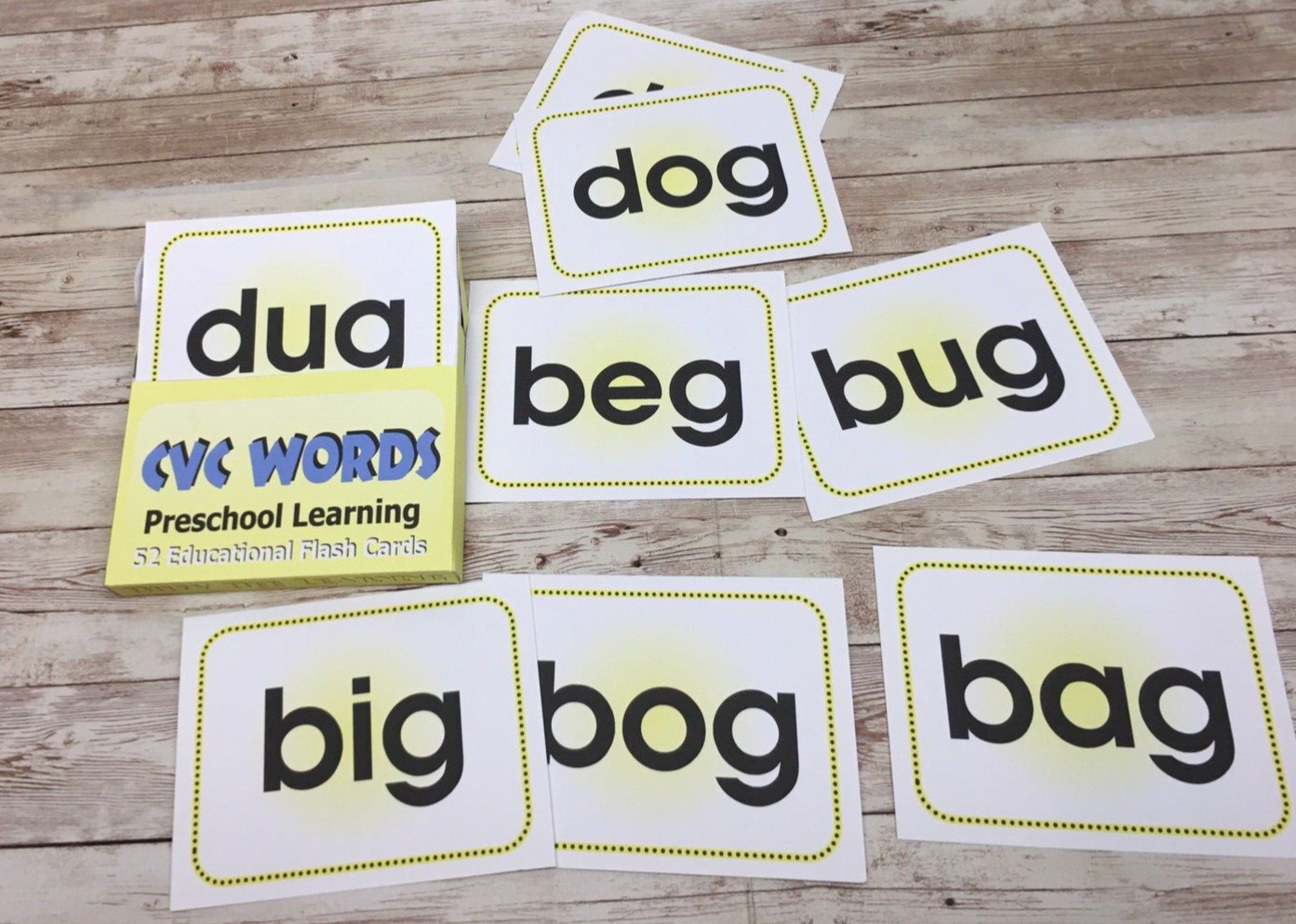 CVC Words – Busy Bee Preschool Learning – 52 Educational Flash Cards