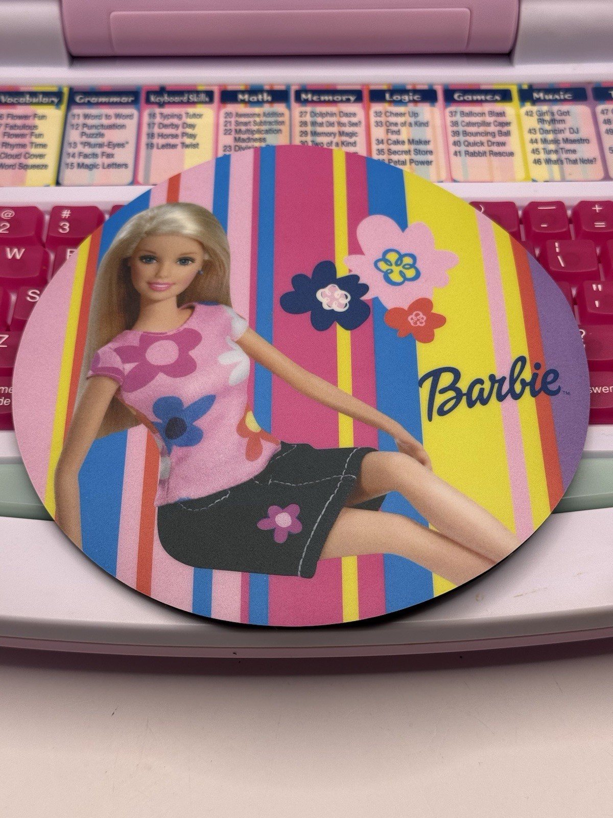 Barbie B-Book Learning Laptop Oregon Scientific 2002 w/Manual Mouse Pad TESTED