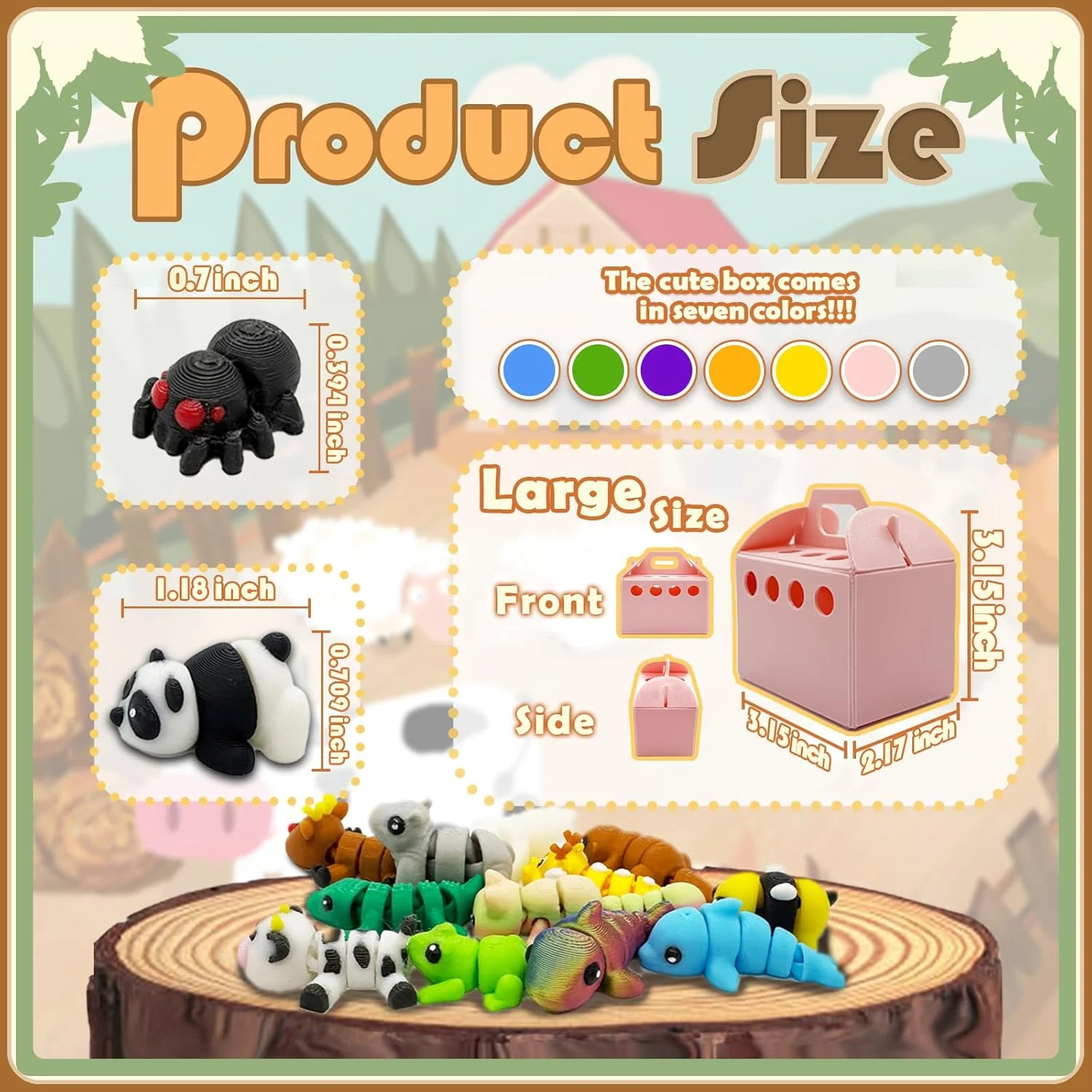 20PCS Mini Animals Figures Set,3D Printed Small Animal Flexible Fidget Toys，3D P