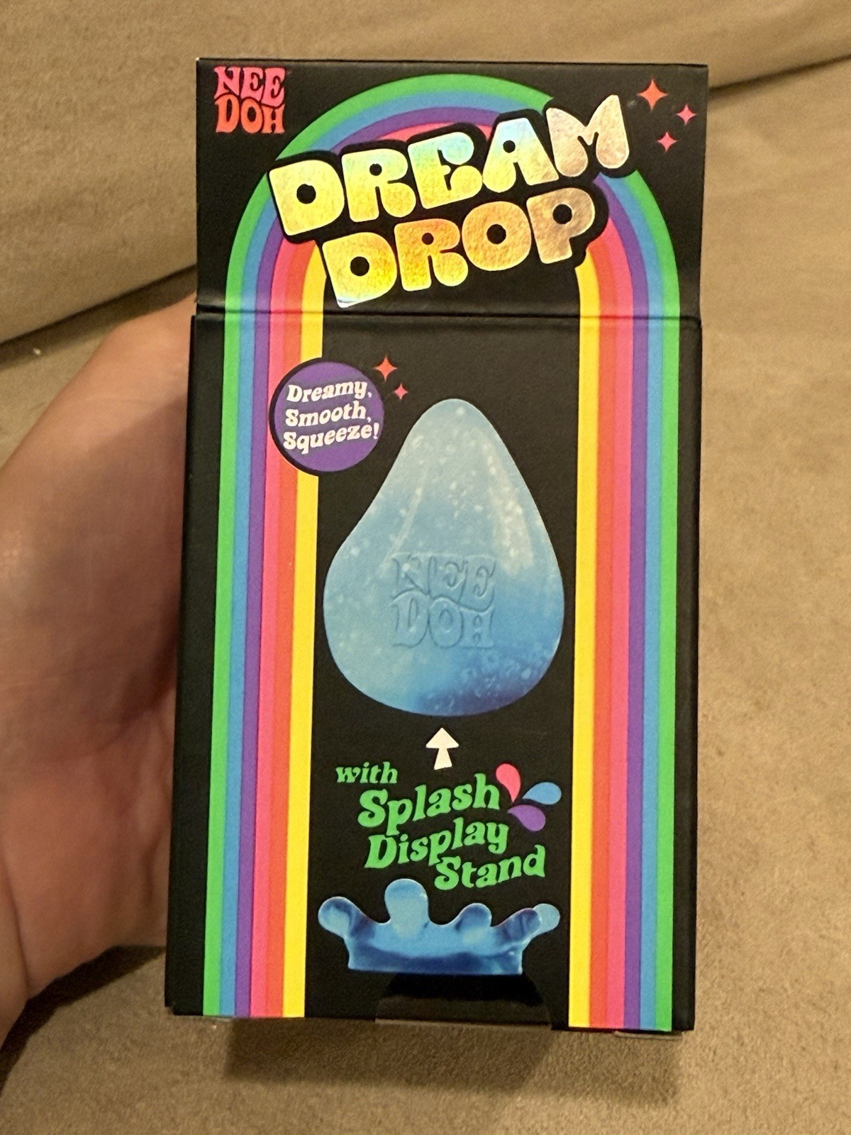 NeeDoh Dream Drop Purple Sensory Tactile Squeeze Toy w/ Splash Display Stand