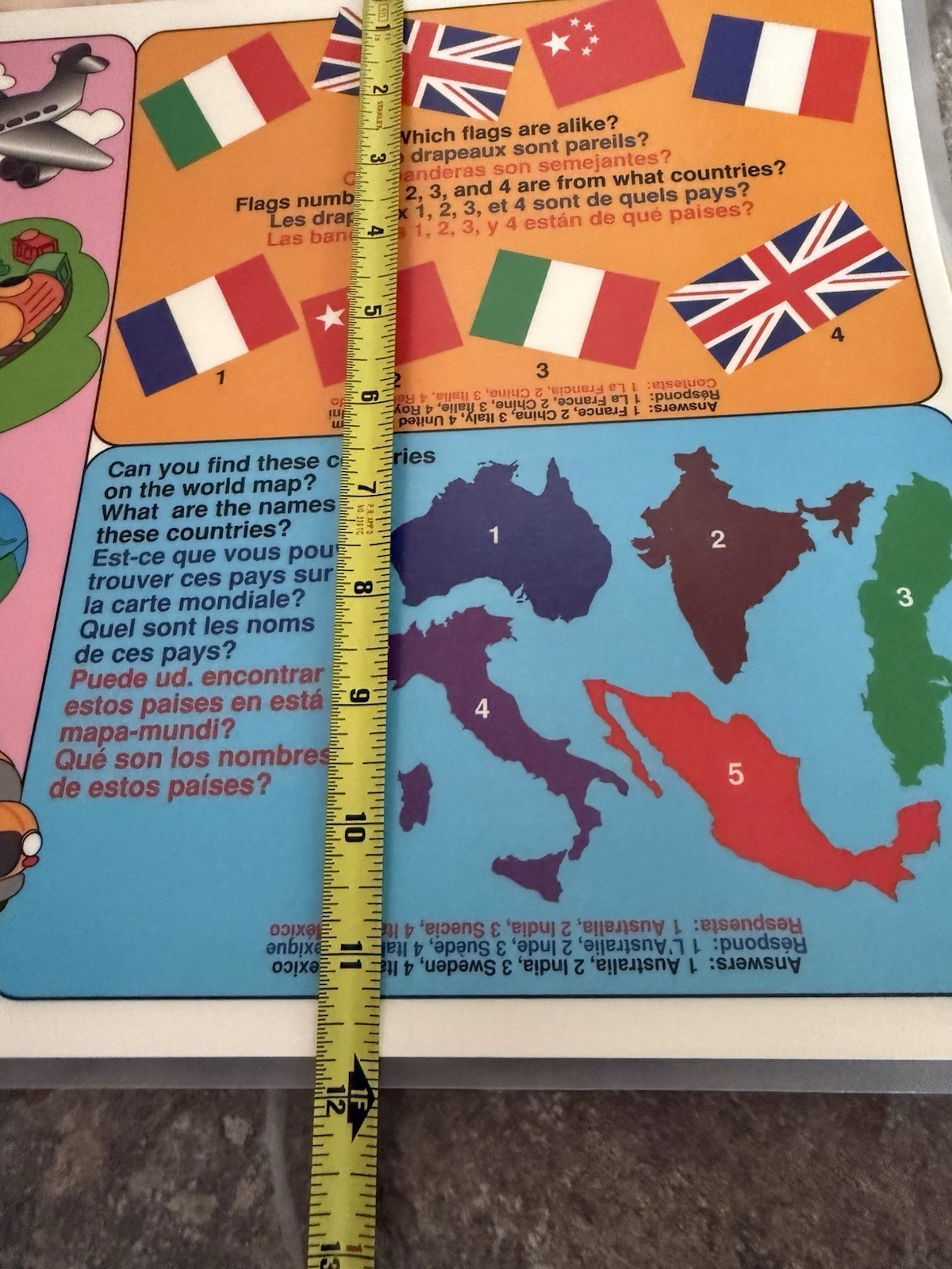 Vintage Laminated Kids Learning Home School Place Mat – Lot of 5- Reversible