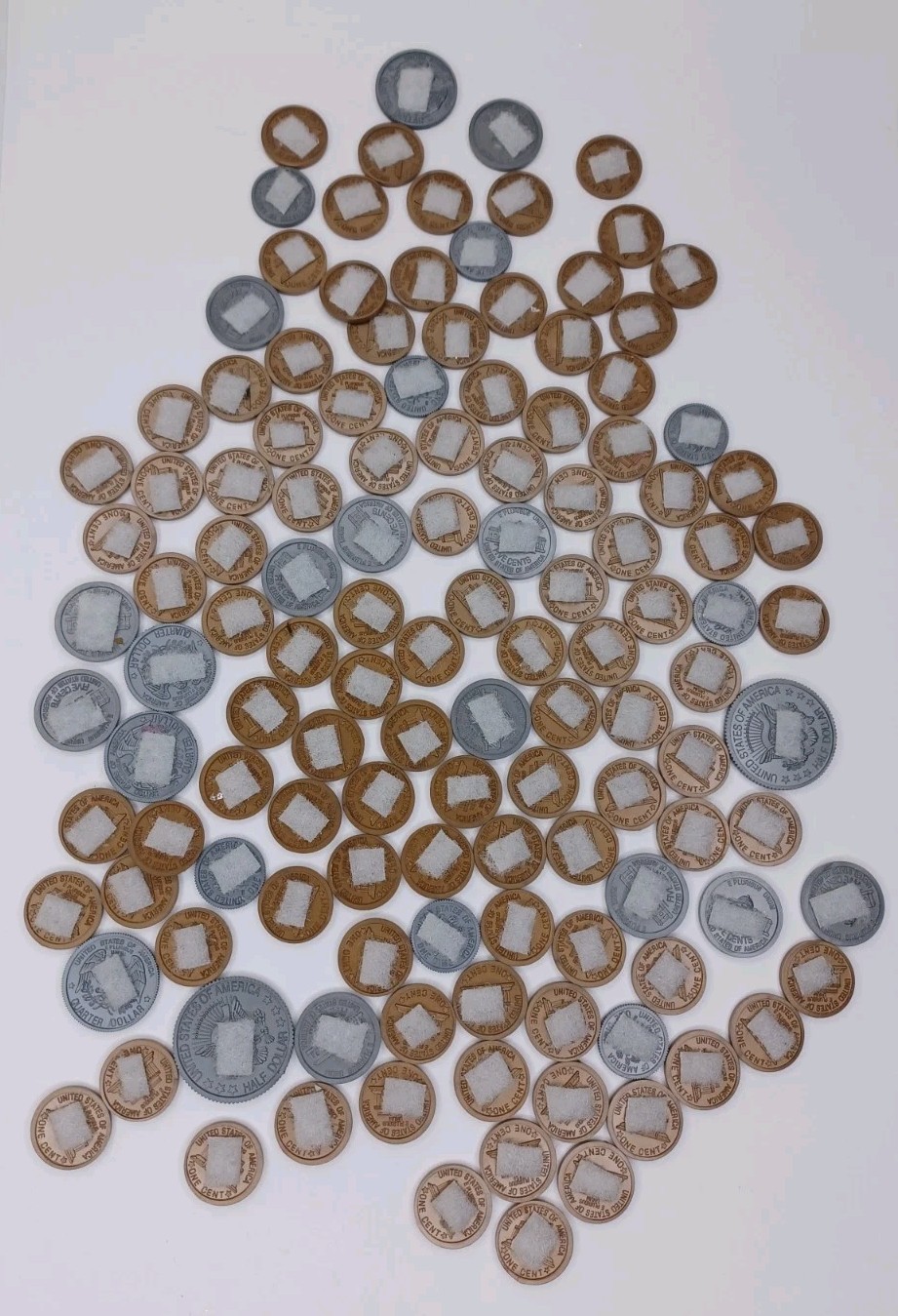 Play Money Coin Lot Of Plastic Coins With Hook & Loop For Felt Board