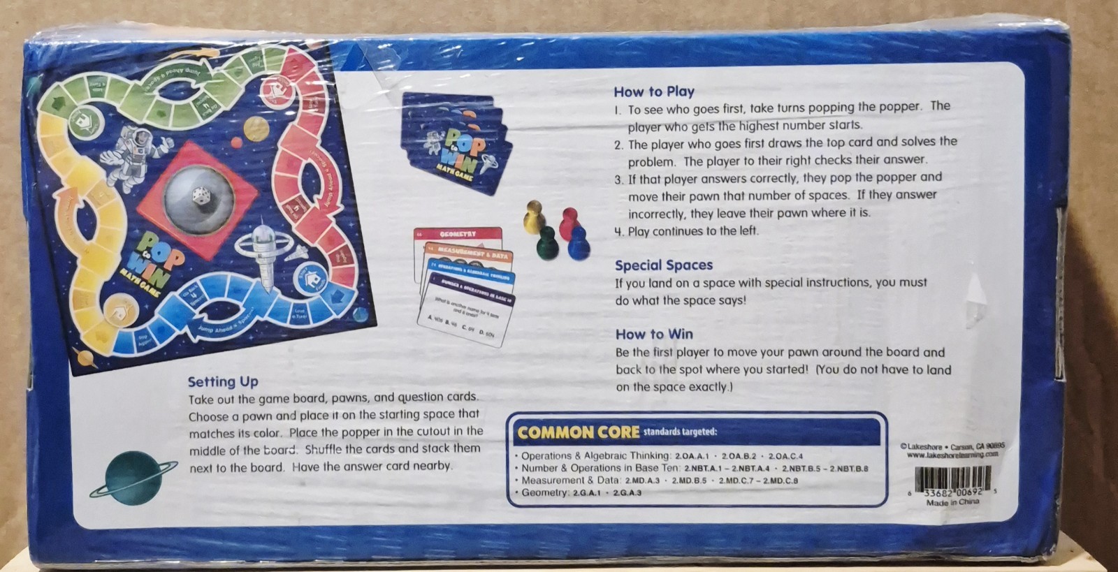 Lakeshore Pop to Win Math Learning Board Game Grade 2 Ages 7+ Outer Space NEW