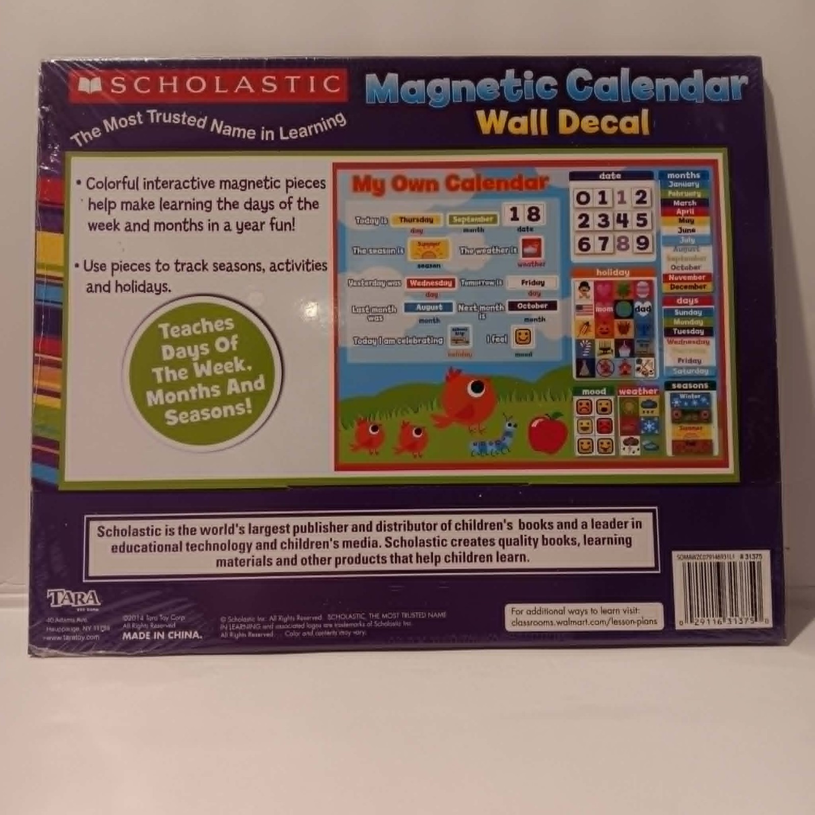 Scholastic Magnetic Calendar Wall Decal K‑2 – Teaching Set – New Sealed