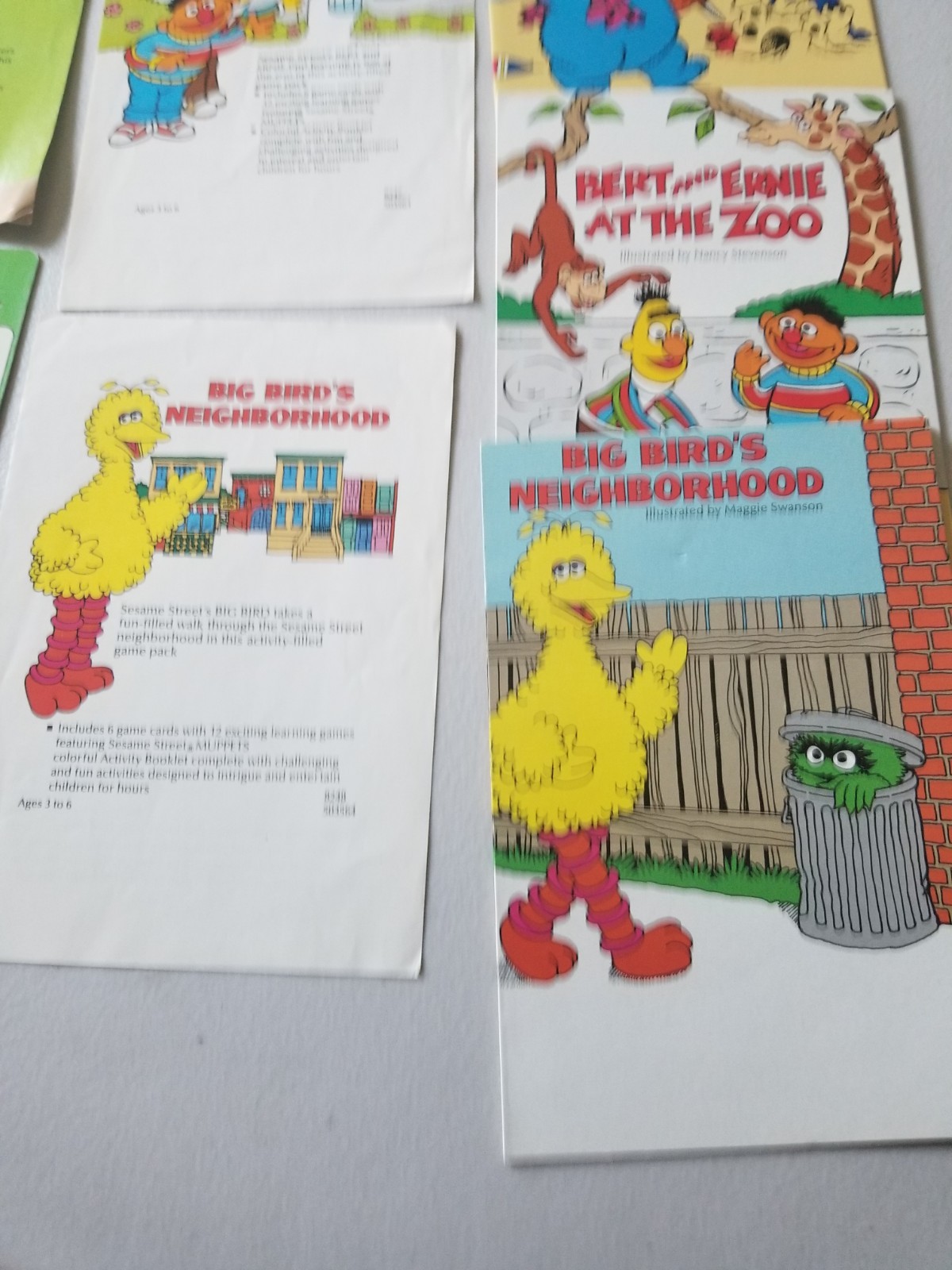 VINTAGE 1987 COLECO SESAME STREET BIG BIRD TOUCH AND TALK REPLACEMENT CARDS +