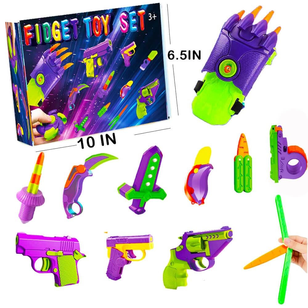 12 PCS Fidget Gun Toys Set, Kids for Boys Age 3-8, Prizes Small