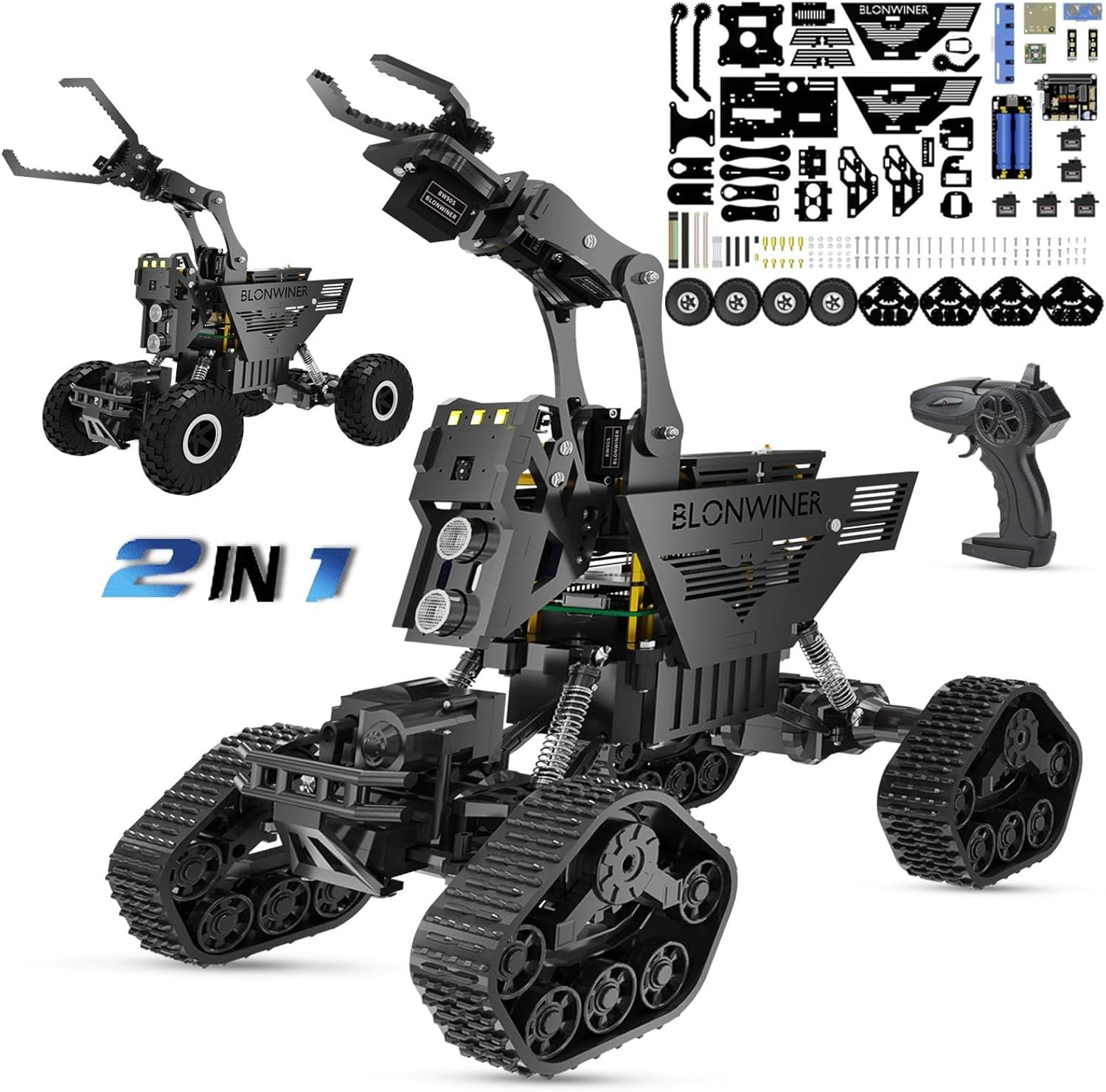Robot Car Kit, 2 in 1 Smart Robotics Arm Building Toy for Raspberry Pi Python…