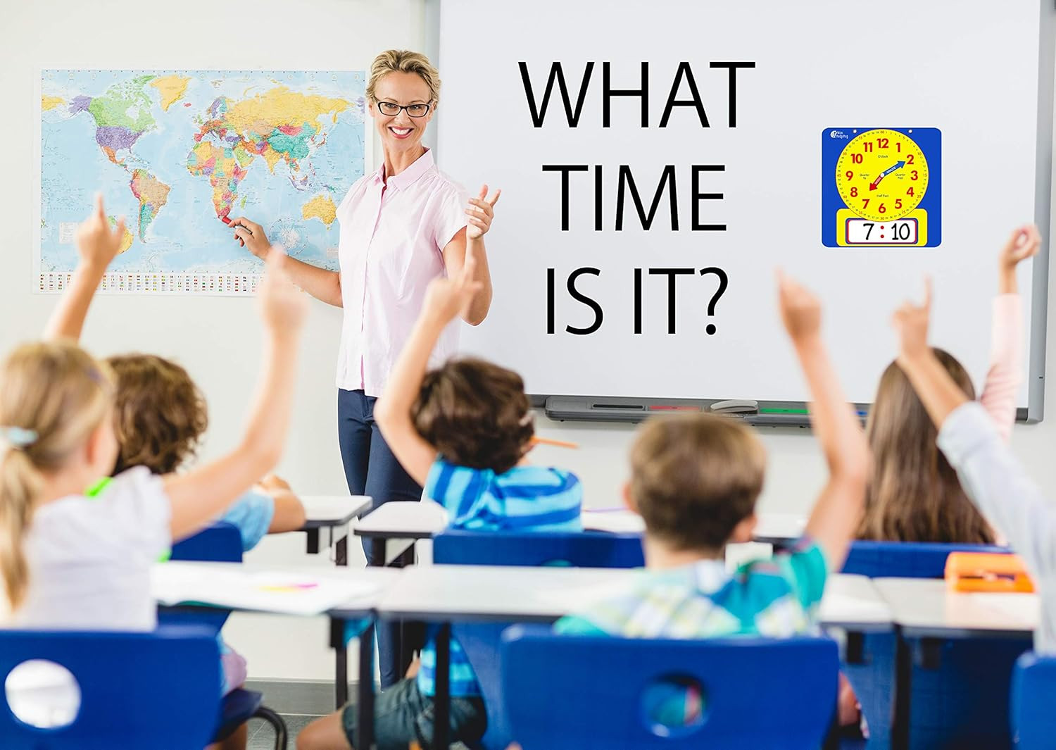Large Dry Erase Magnetic Teaching Demonstration Clock, Kids Telling Time Learnin