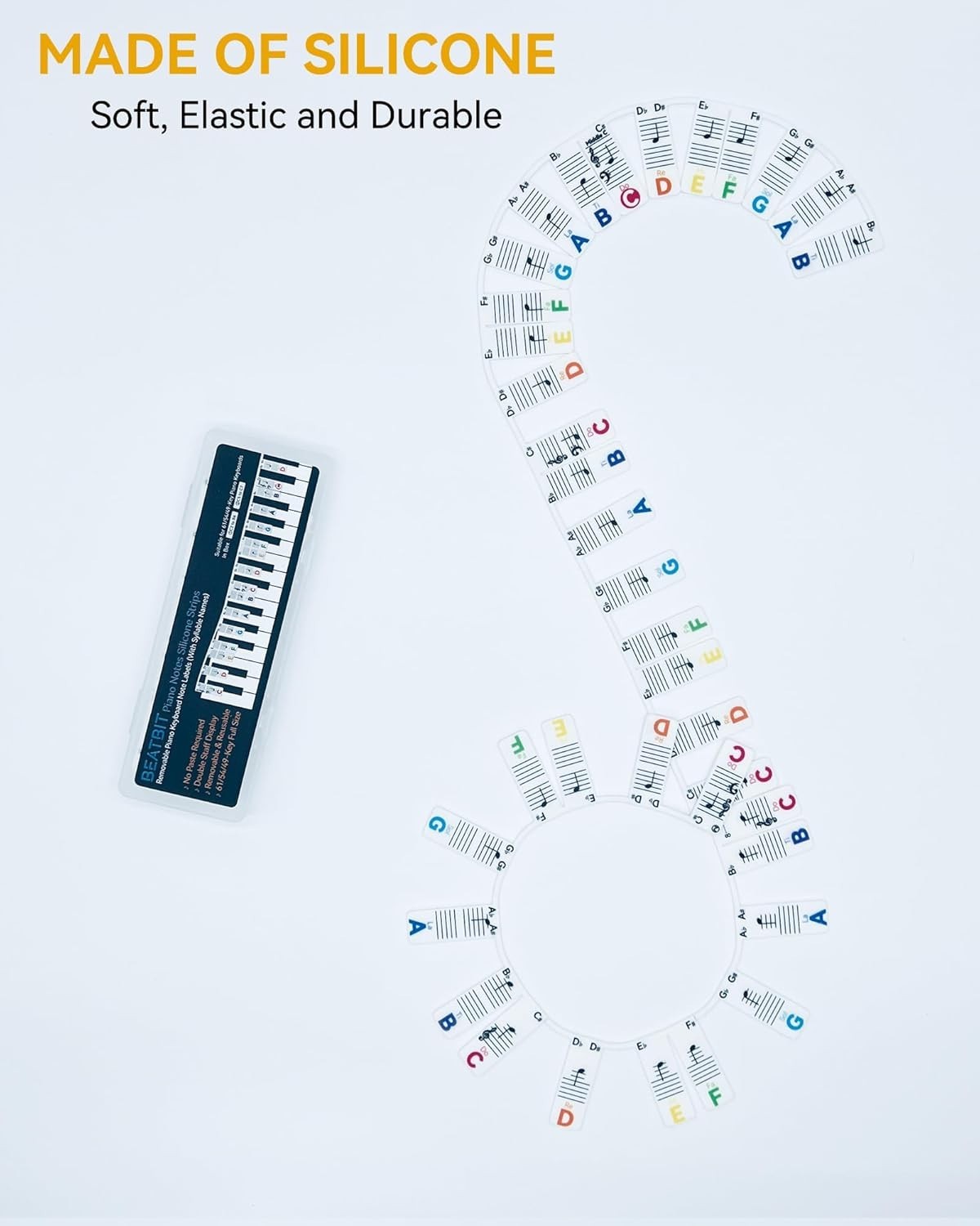Piano Note Strips with Solfege Do Re Mi, Removable Piano Keyboard Stickers, P…