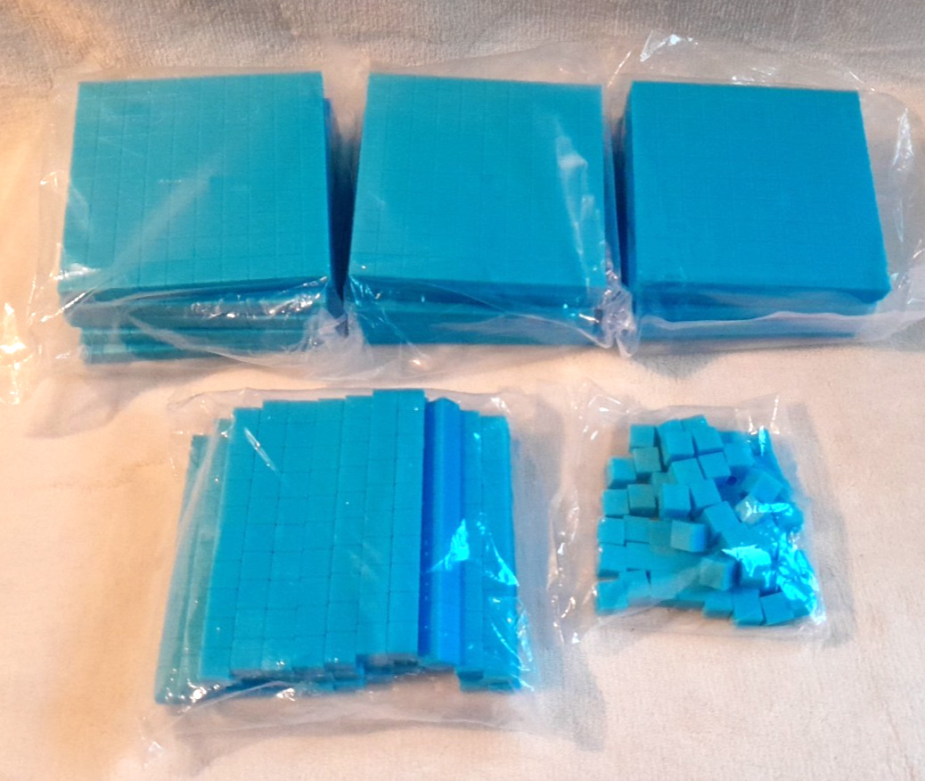 Lot Of Blue Counting Blocks 1, 10, 100 New