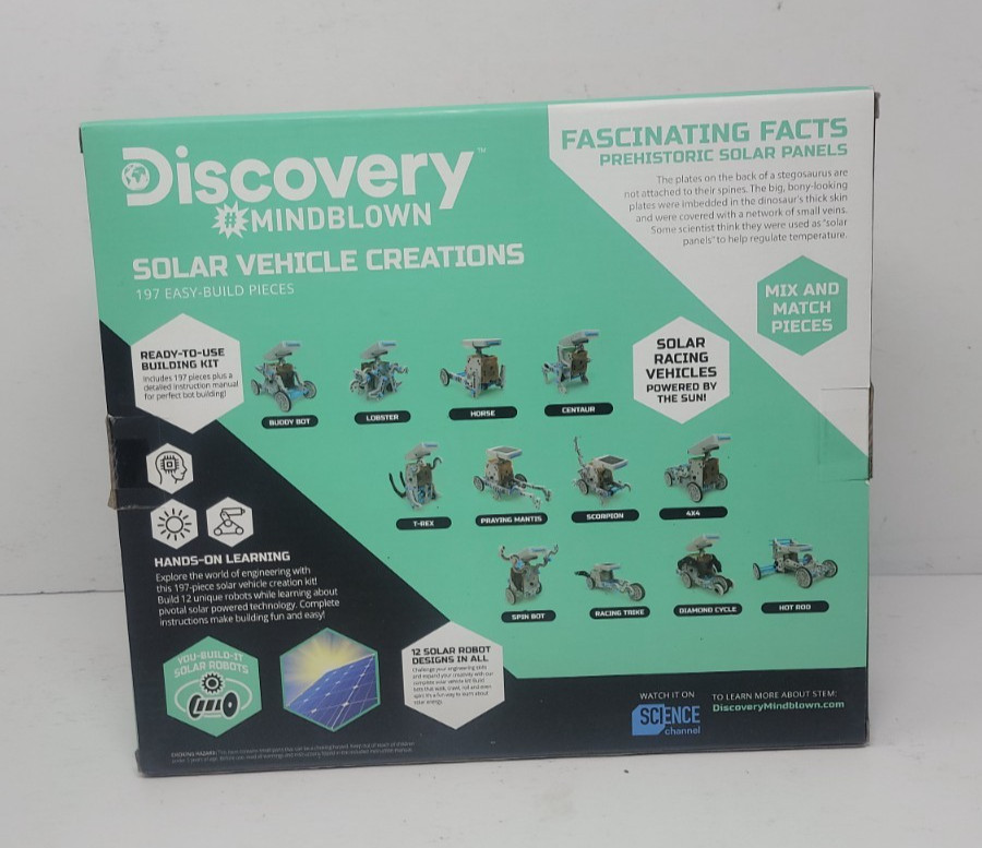 Discovery Mindblown Solar Vehicle Creations Kit STEM 12 Designs 197pc New Condit