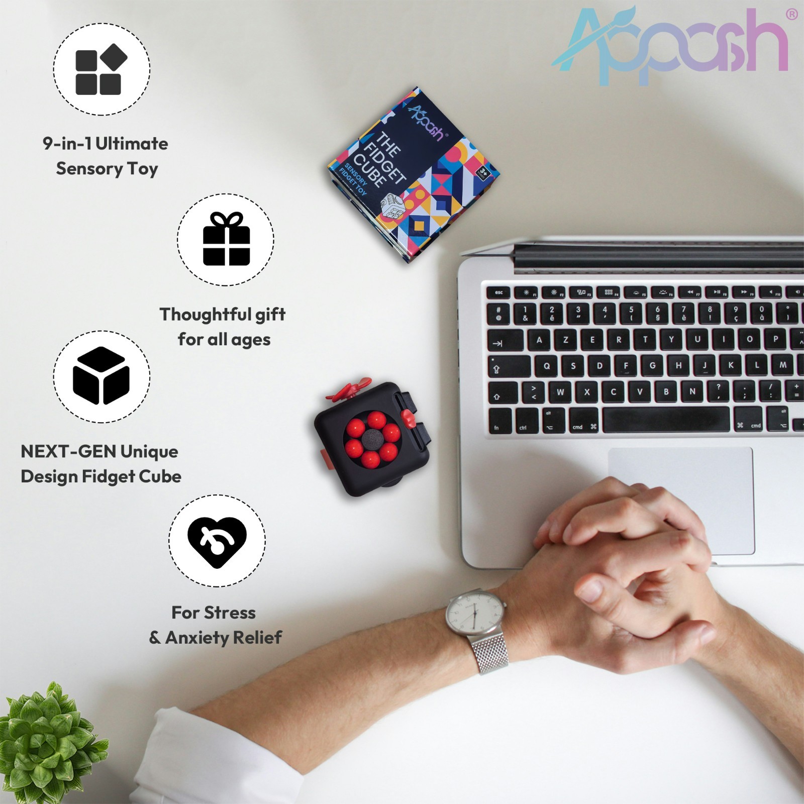 Fidget Cube 9-in-1 Ultimate Sensory Fidget Toy for Stress&Anxiety Relief[BlkRed]