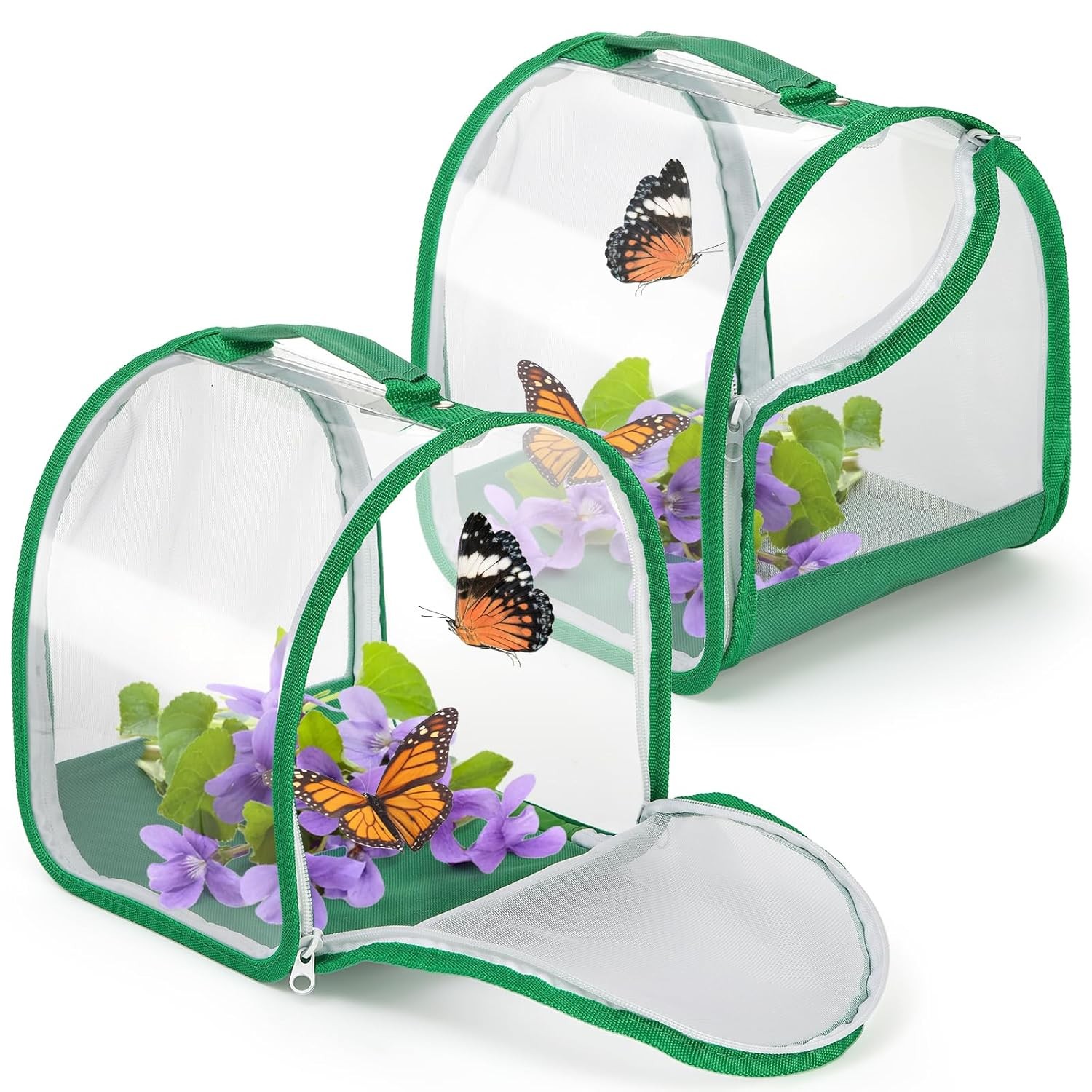 2 Pack Monarch Butterfly Collapsible Insect Mesh Cage Habitat Small 8 Inch Cage