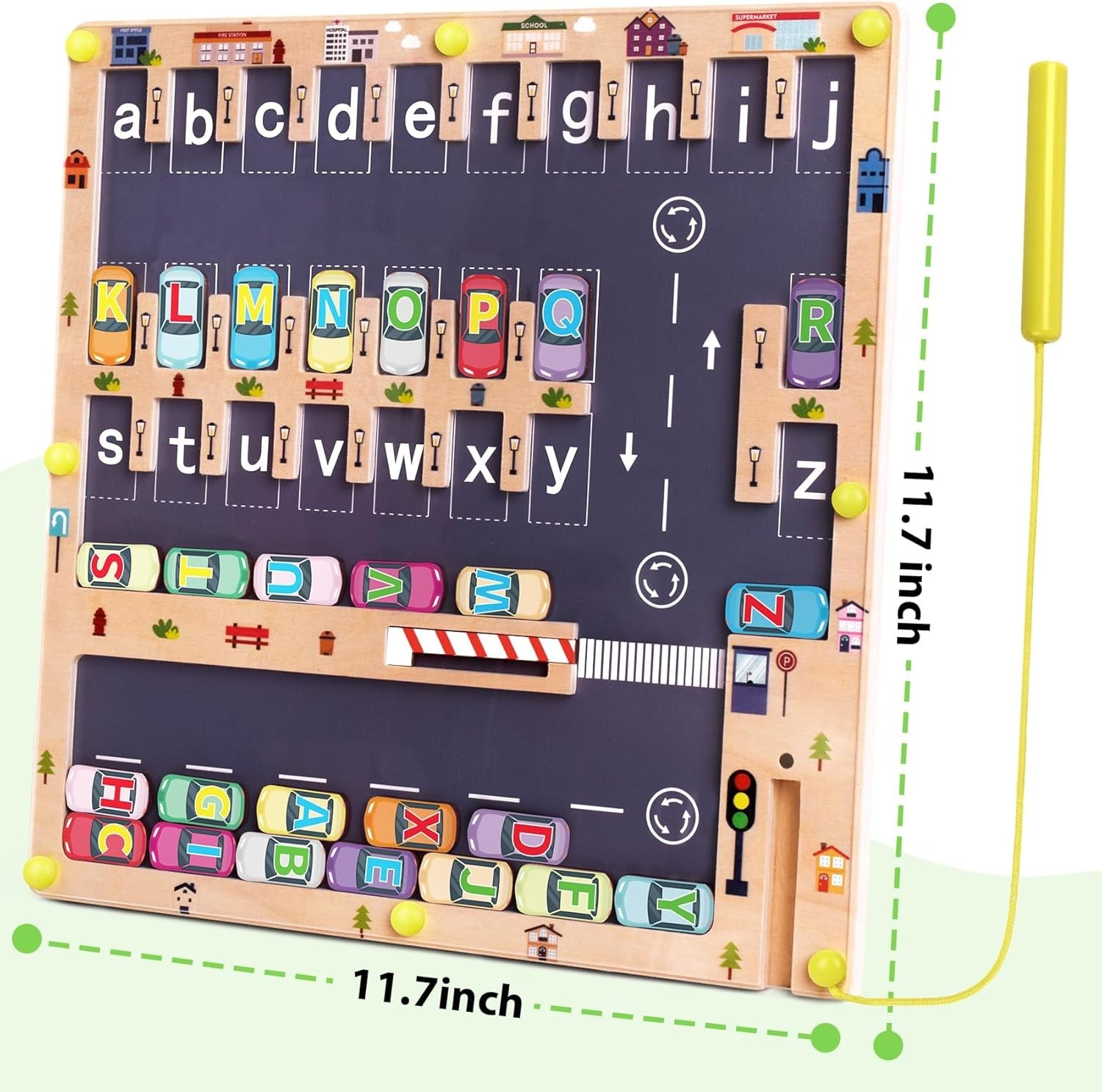 Wooden Magnetic Alphabet Maze Letter Puzzle, Montessori Fine Motor Skills Toy…