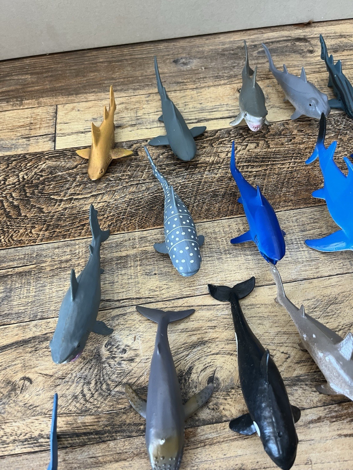 Ocean Animals Plastic Large Lot 60+ Of Sharks Whale Dolphins 10 Inch And Less
