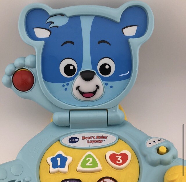 VTech Bear’s Baby Laptop Blue Numbers Shapes Sounds Songs Learning 6-36 Months