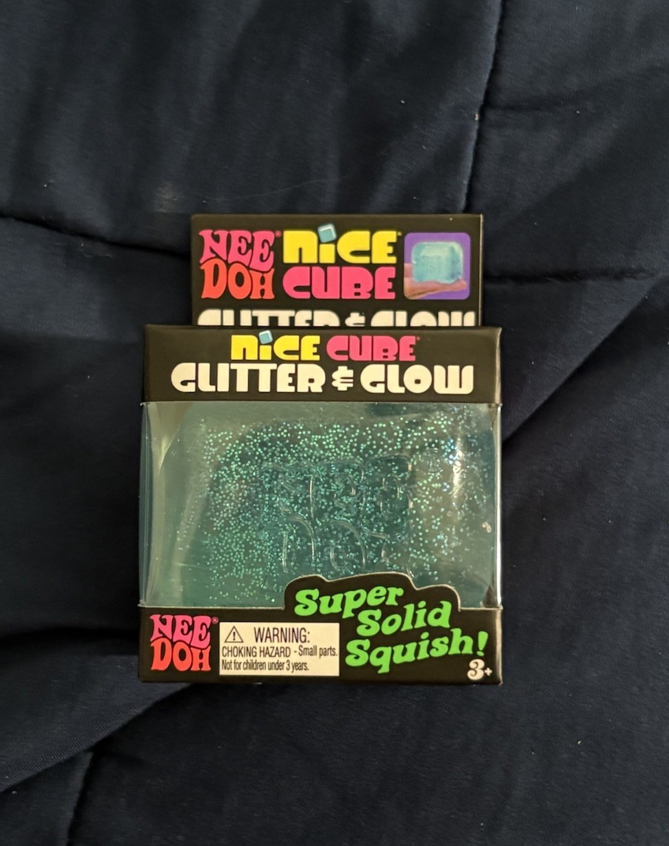 NeeDoh Blue Nice Cube Glitter and Glow Nee Doh Squishy New Never Opened & Sealed