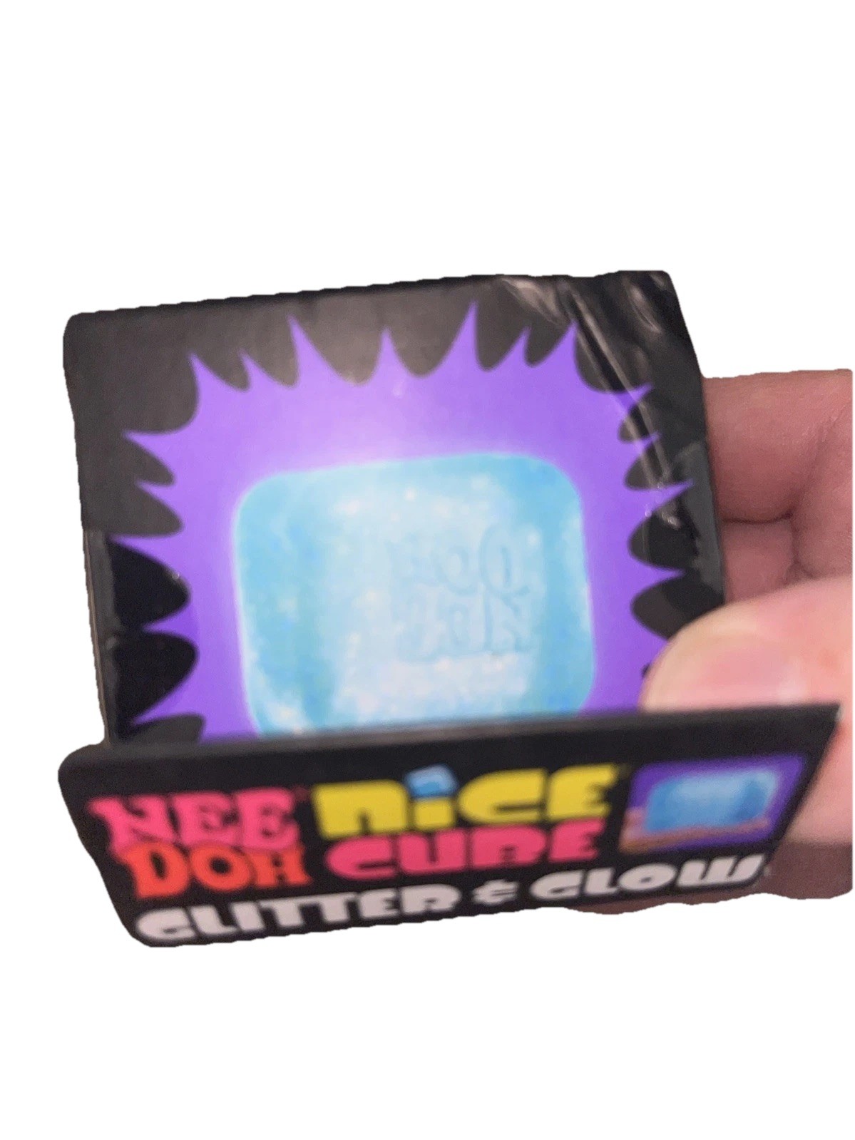 NeeDoh Nice Cube Glitter and Glow Nee Doh Squishy BLUE Box Damage