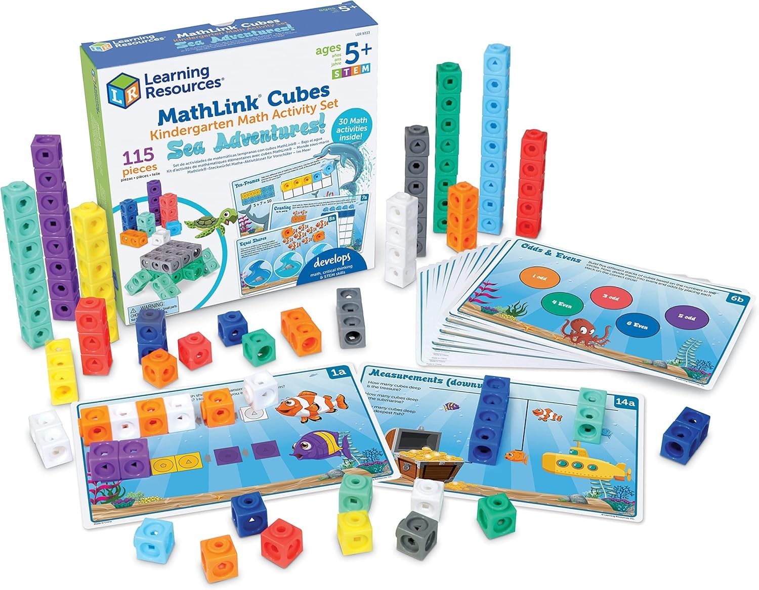 115-Piece MathLink Cubes Set for Kindergarten: Dive into Sea-Themed Learning Fun