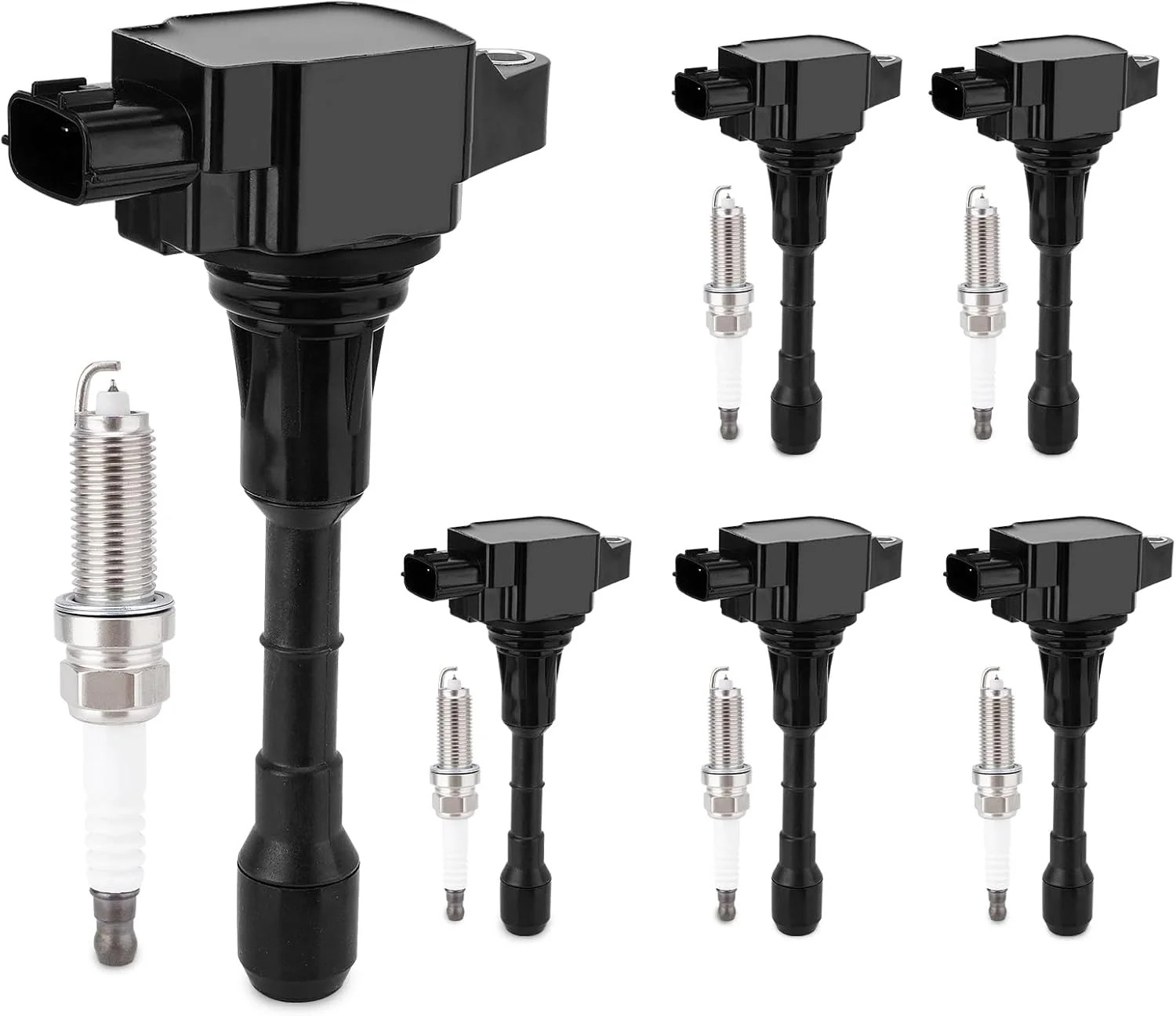 6PCS Ignition Coil & Iridium Spark Plug Packs Compatible with Nissan 2007-2020 A