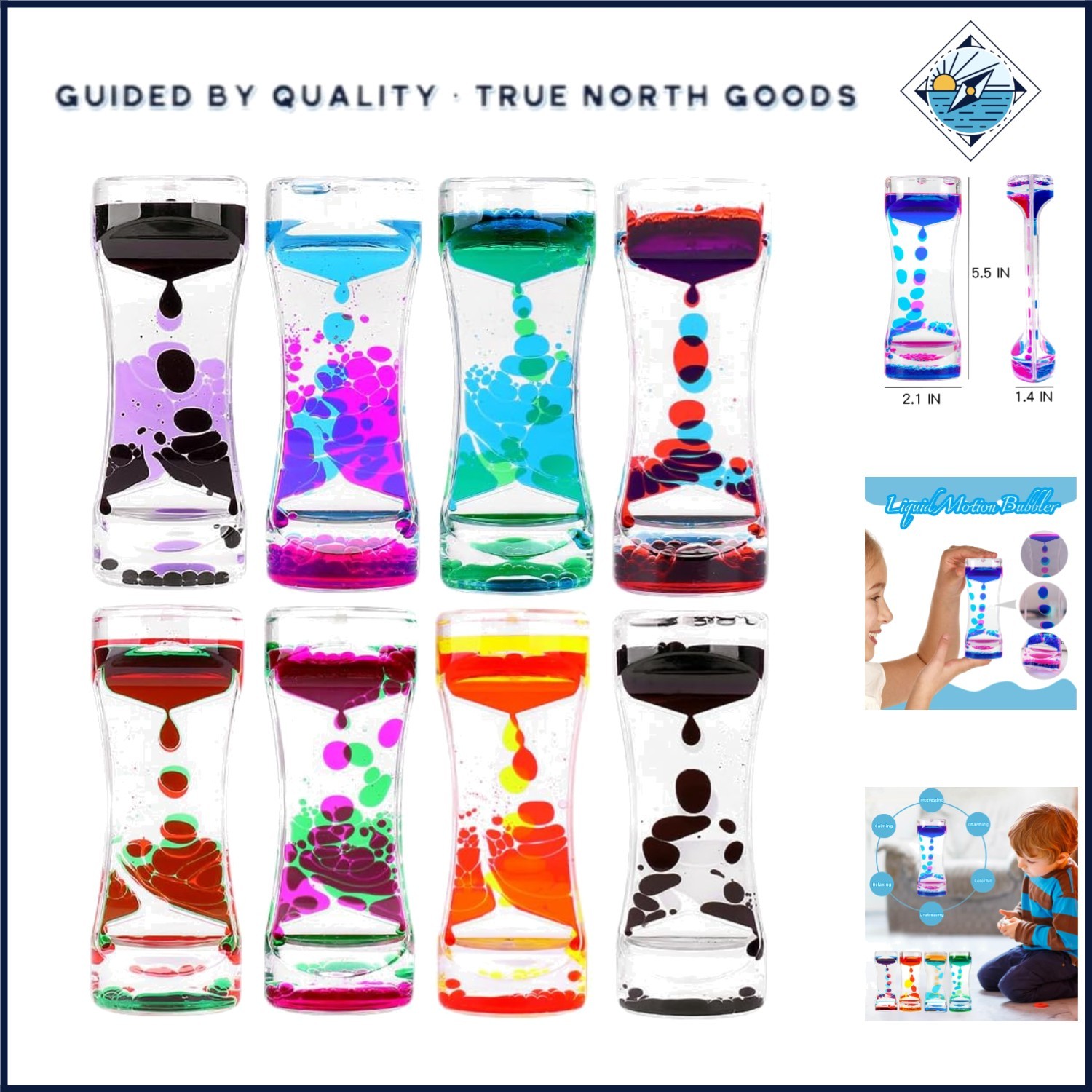 8 Pack Liquid Motion Bubblers for Stress Relief and Visual Stimulation Toys