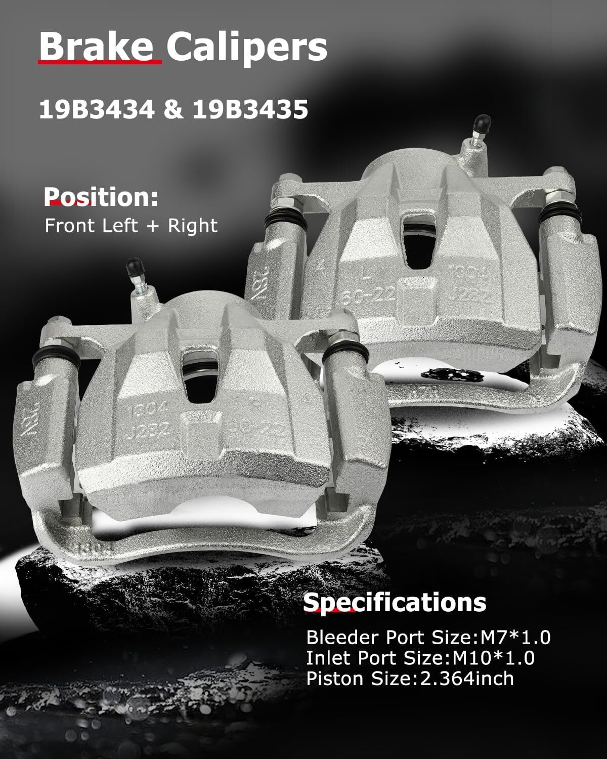cciyu Front Left & Right Brake Calipers With Bracket 19B3434 19B3435 For Pontiac