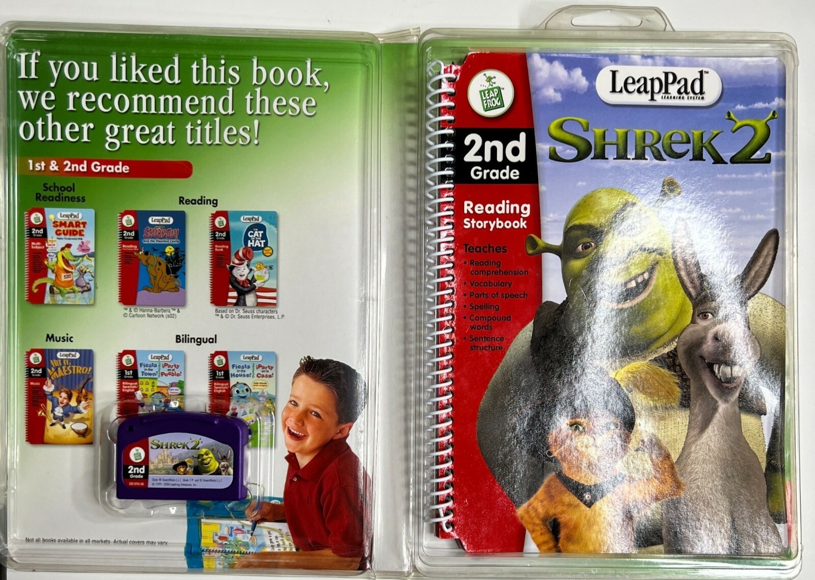2 Leap Frog Leap Pad Shrek 2 & Monsters Inc. 2nd Grade Interactive Reading