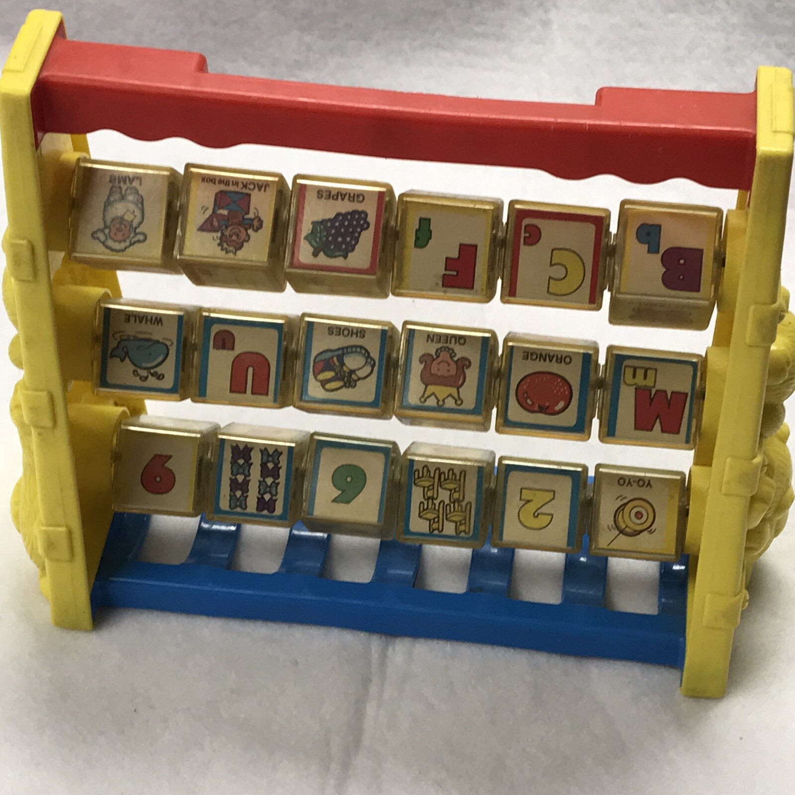 Vintage 1987 Shelcore Spin N’ Learn Blocks Collectible Alphabet Toddler Toy Bear