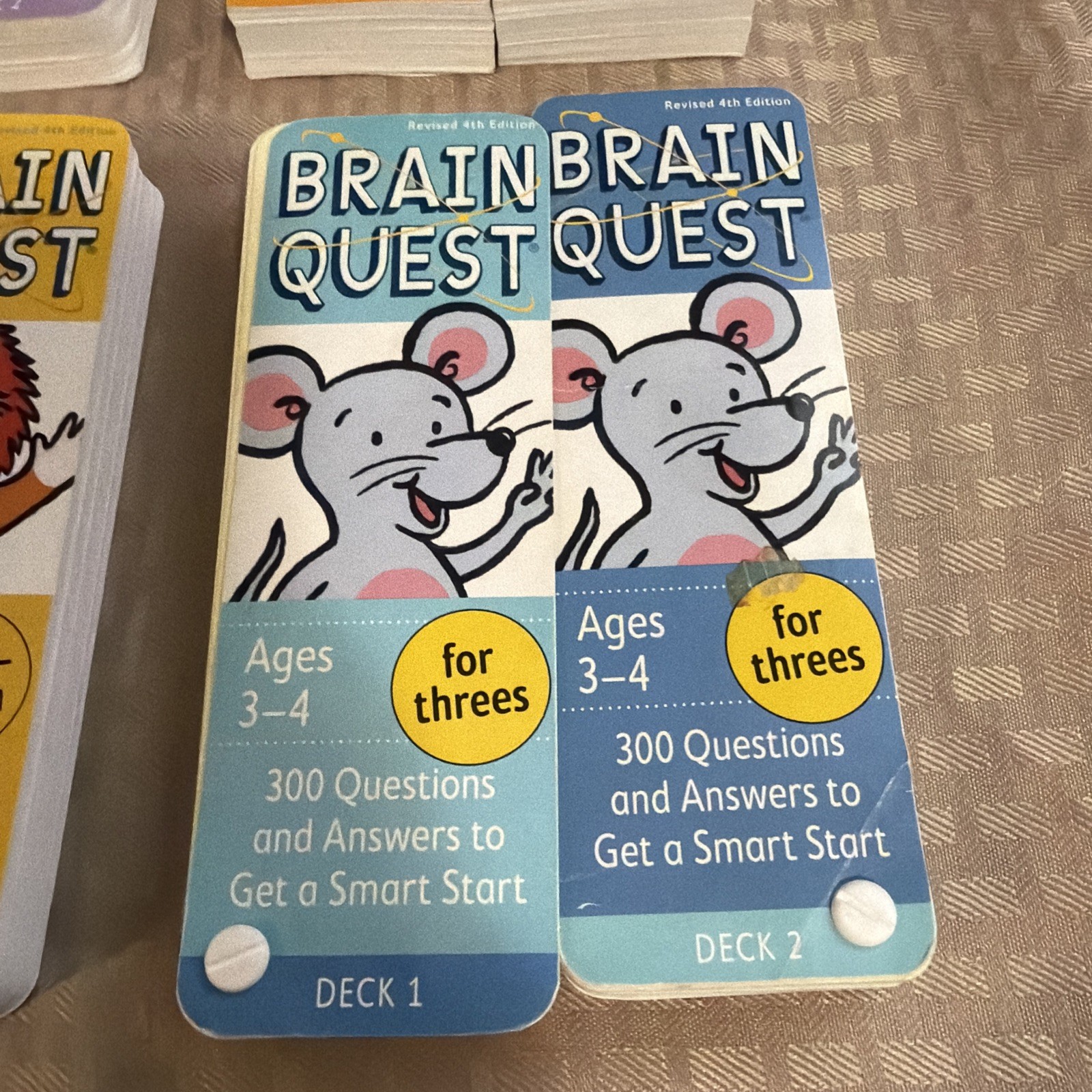 Brainquest Lot Kids Learning Cards Ages 2-7 & Up 6 Sets (12 Cards)