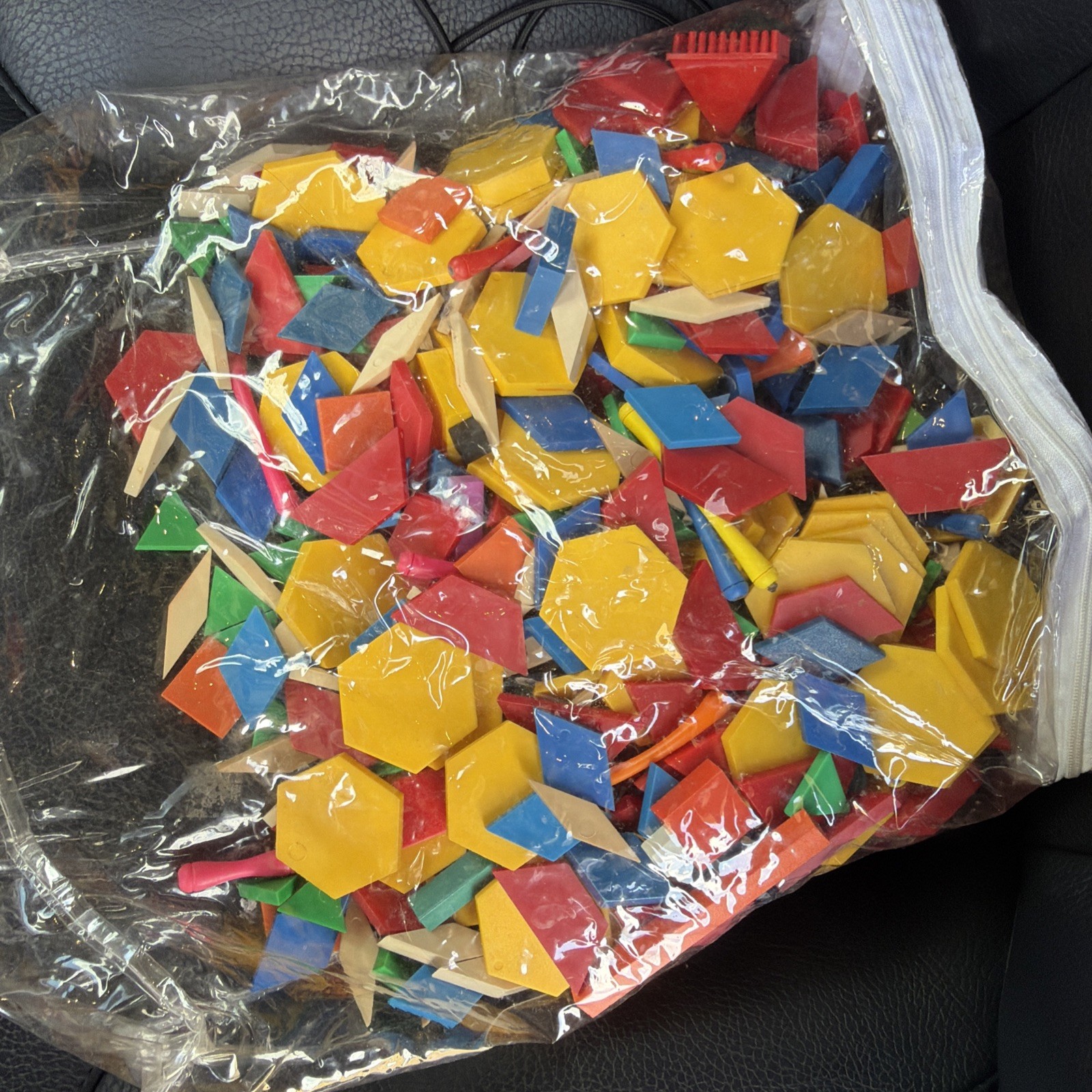 Vtg MATH MANIPULATIVES Plastic Tangram Pattern BLOCKS 200pieces