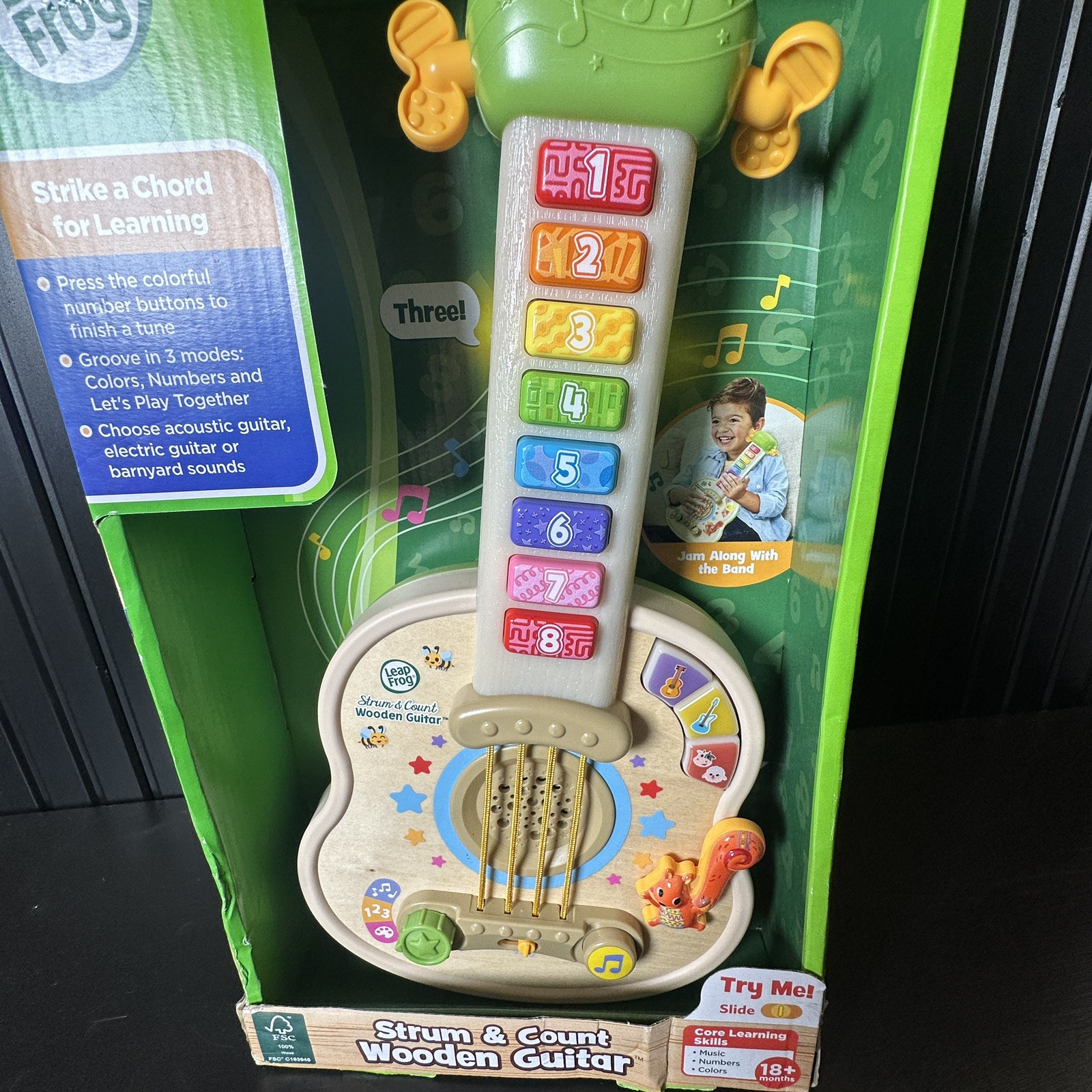 NEW LeapFrog Strum & Count Wooden Guitar for kids girls & boys