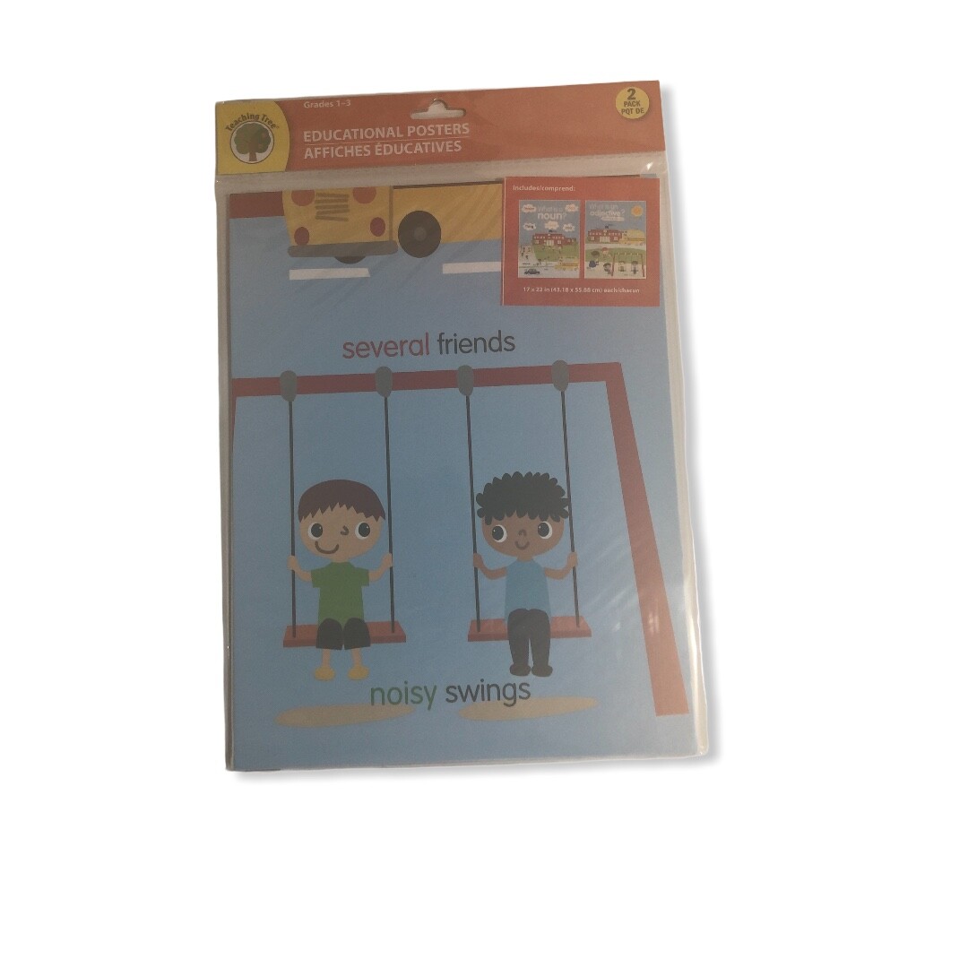 Lot of 3 Teaching Tree Educational Classroom Decor English Noun/Verb/Adjective/A