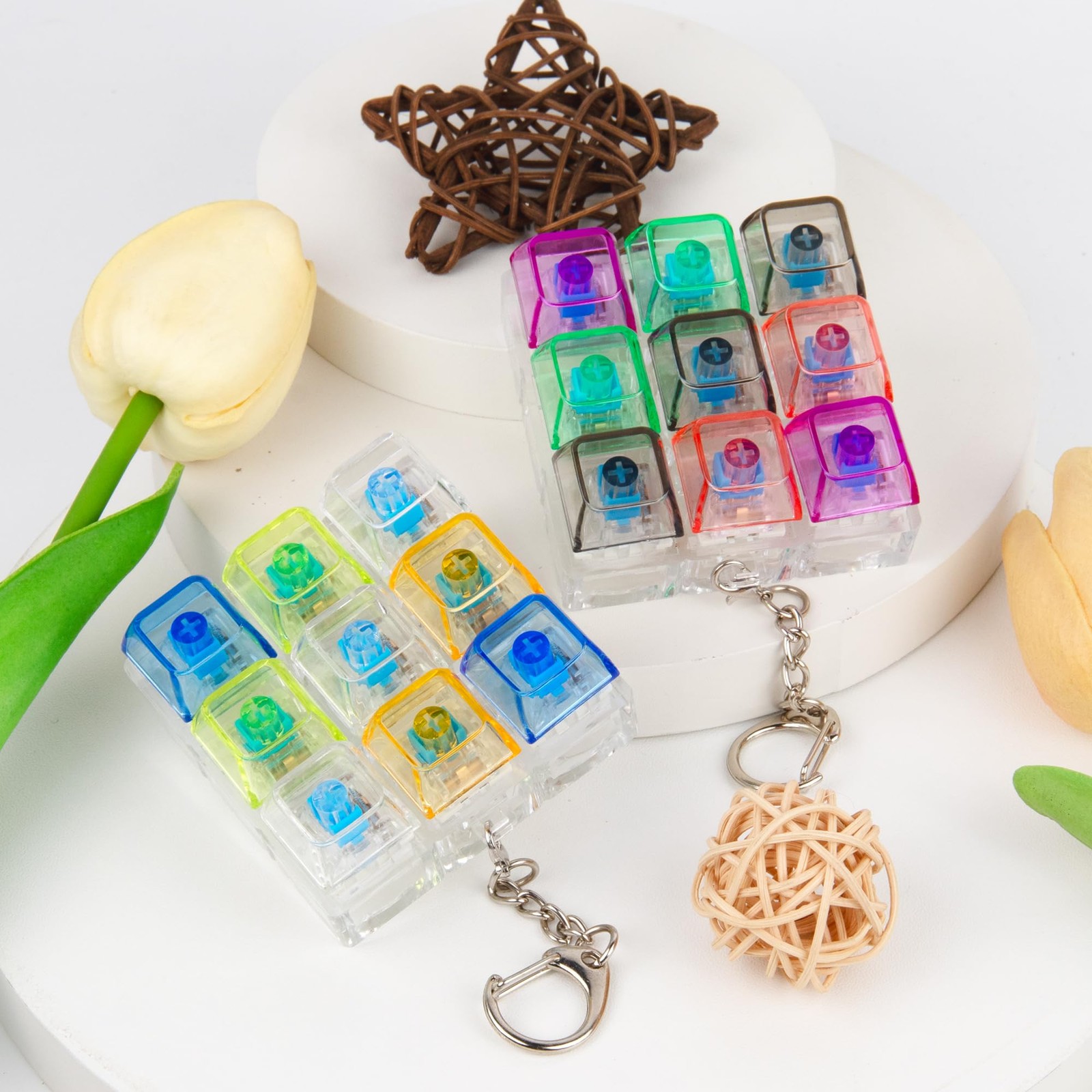 2 Pack 9 in 1 Keyboard Fidget Toy, 2.36 X 1.18 Inches, Mix Transparent