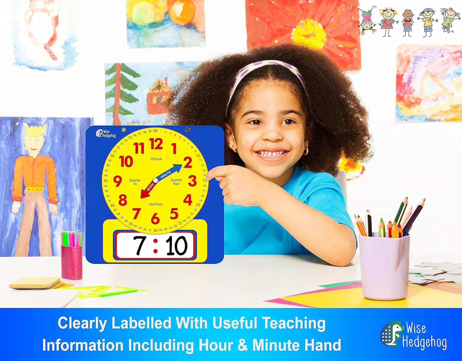 Large Dry Erase Magnetic Teaching Demonstration Clock, Kids Telling Time Learnin