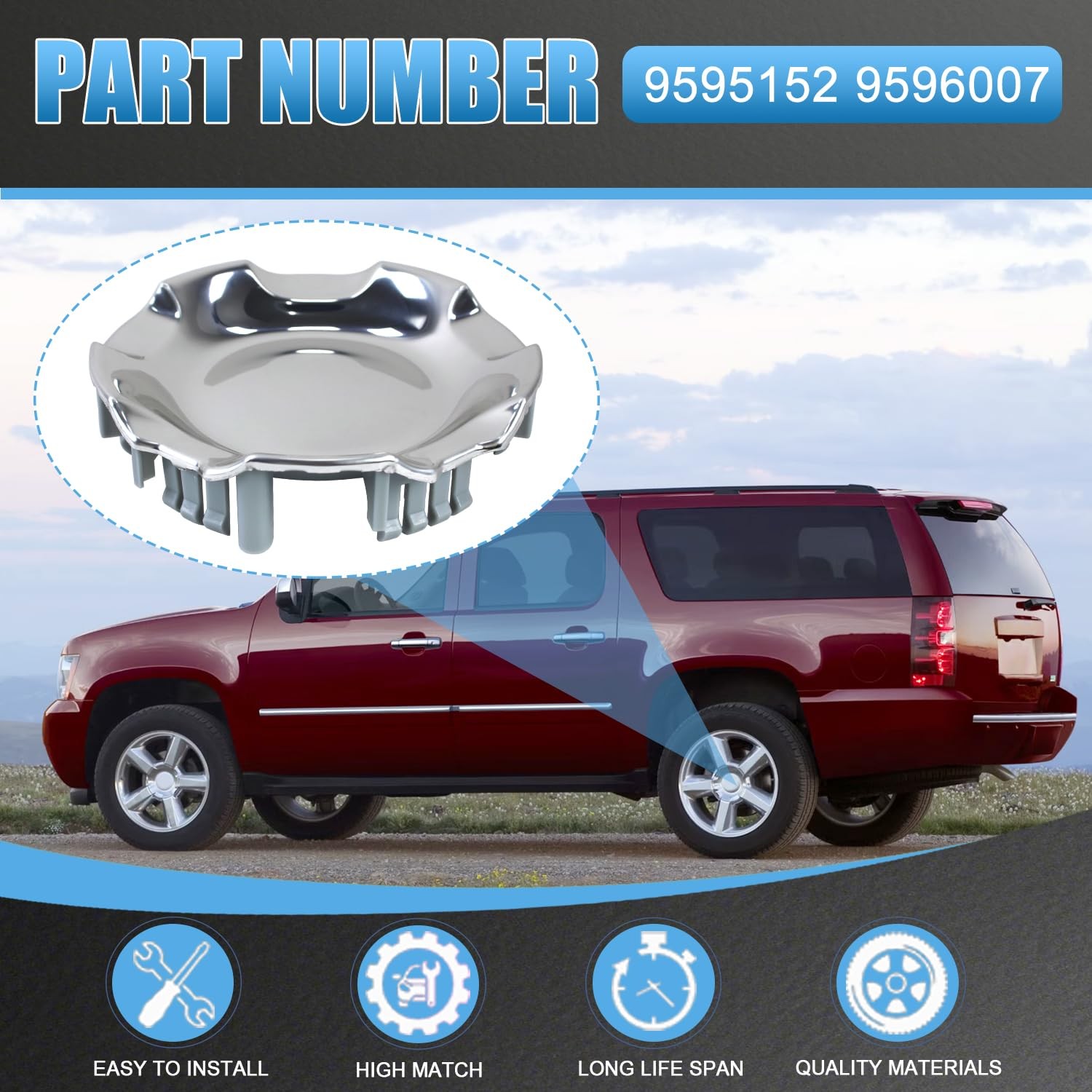 Chevrolet Polished Aluminum 4PCS Hubcap Wheel Center Cover Compatible