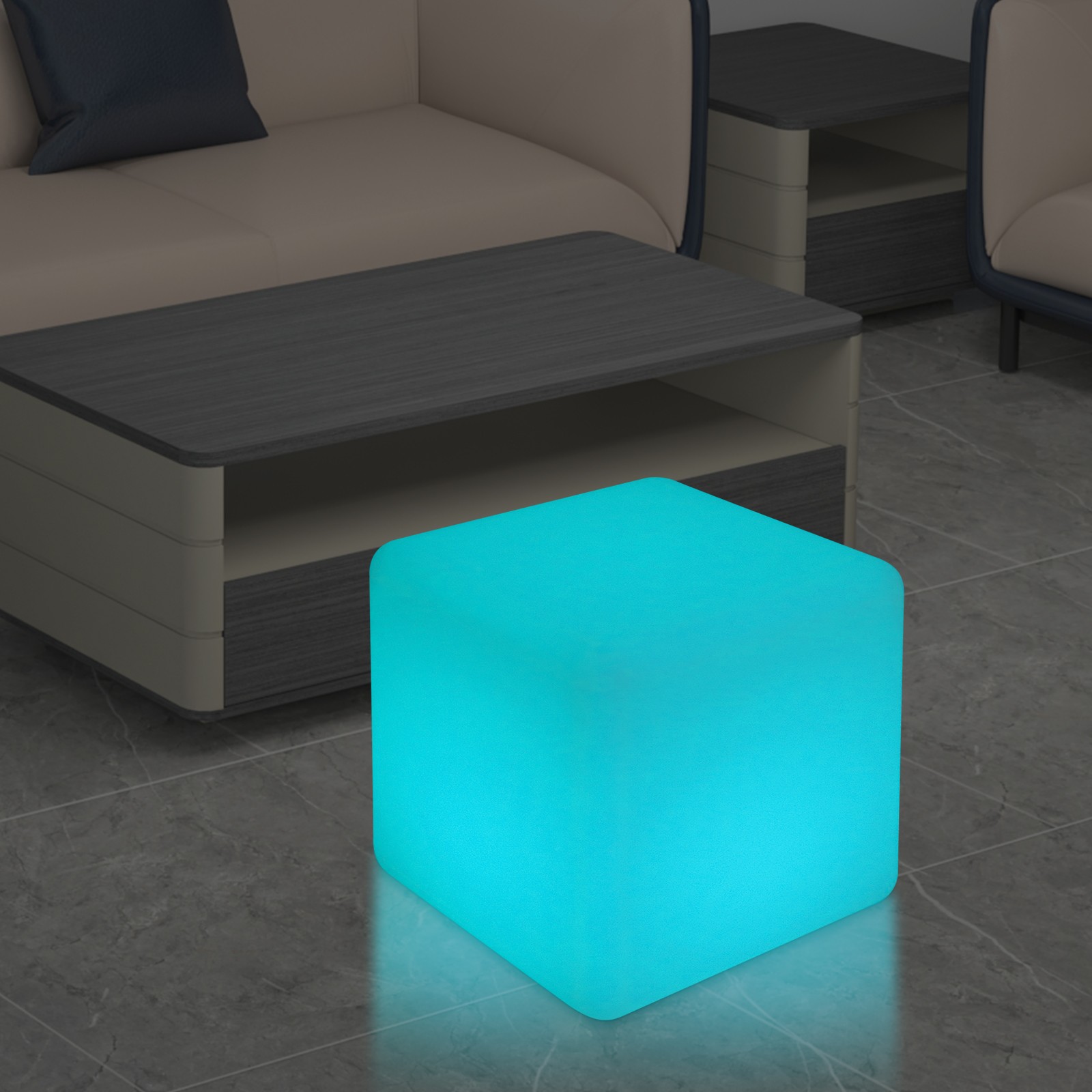 RGB Light Up Square Cube LED 12″ Party Decor Lighting Furniture With 15m Remote