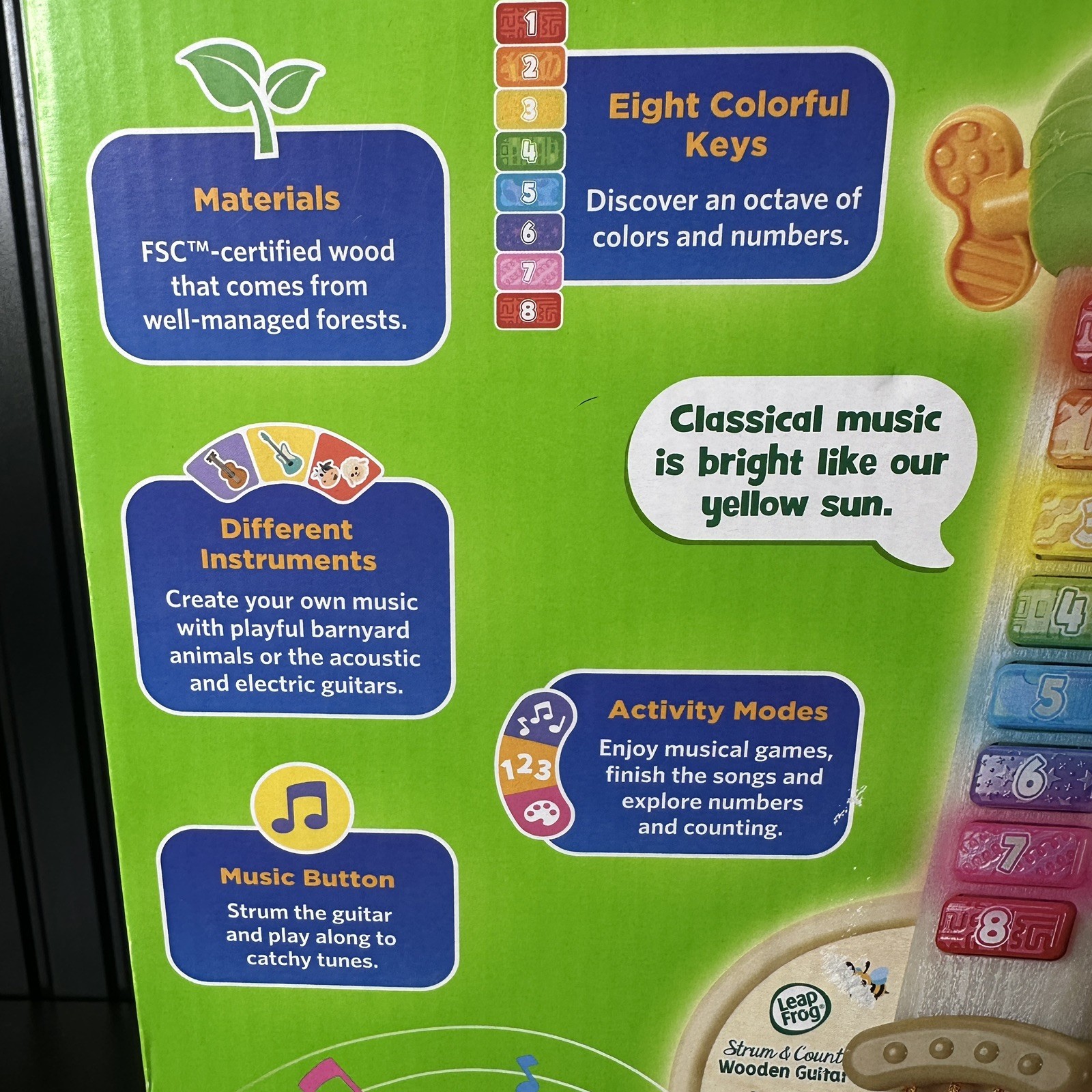 NEW LeapFrog Strum & Count Wooden Guitar for kids girls & boys