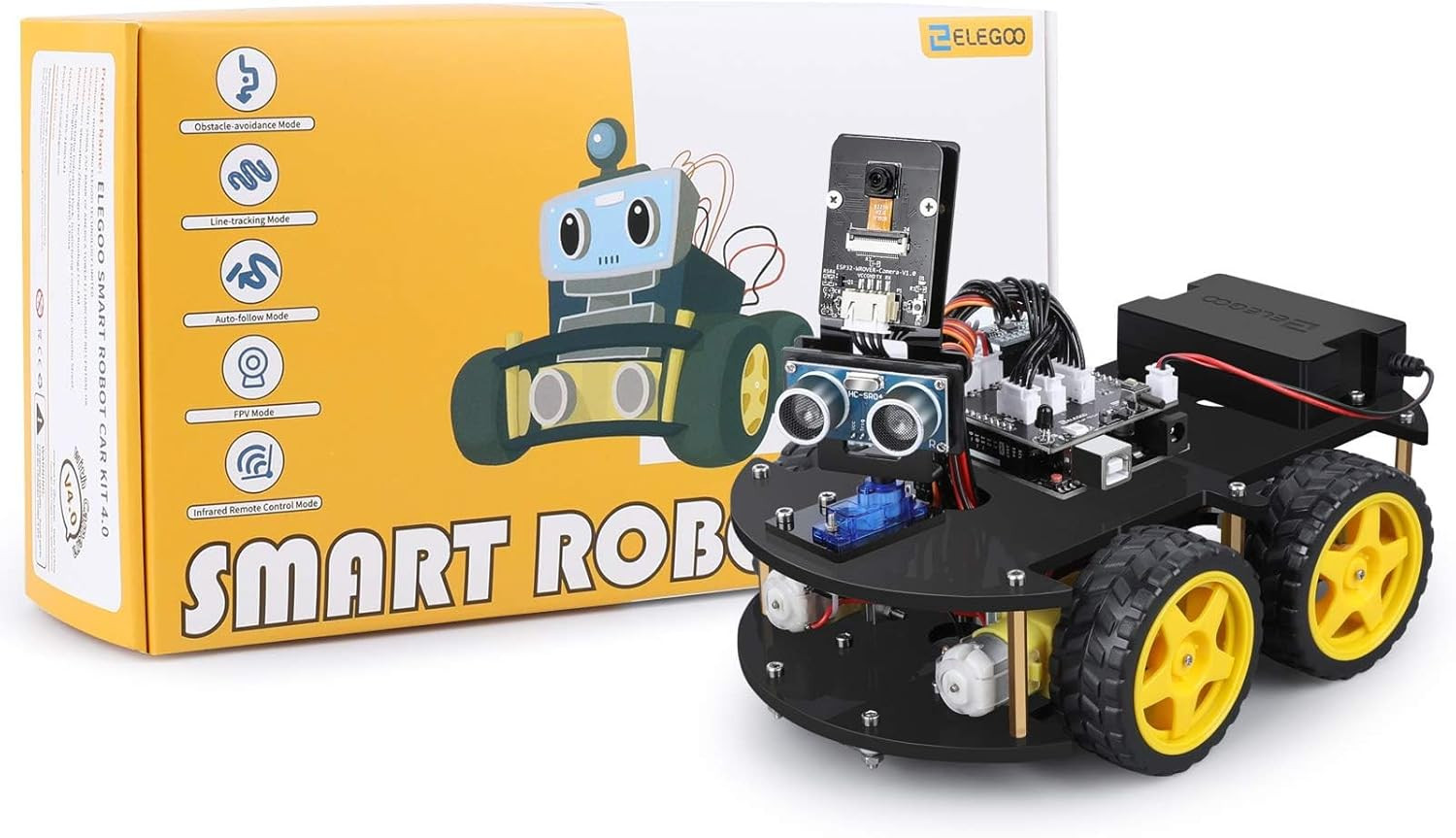 ELEGOO UNO R3 Smart Robot Car Kit V4 STEM Robotics & Coding for Kids & Teens