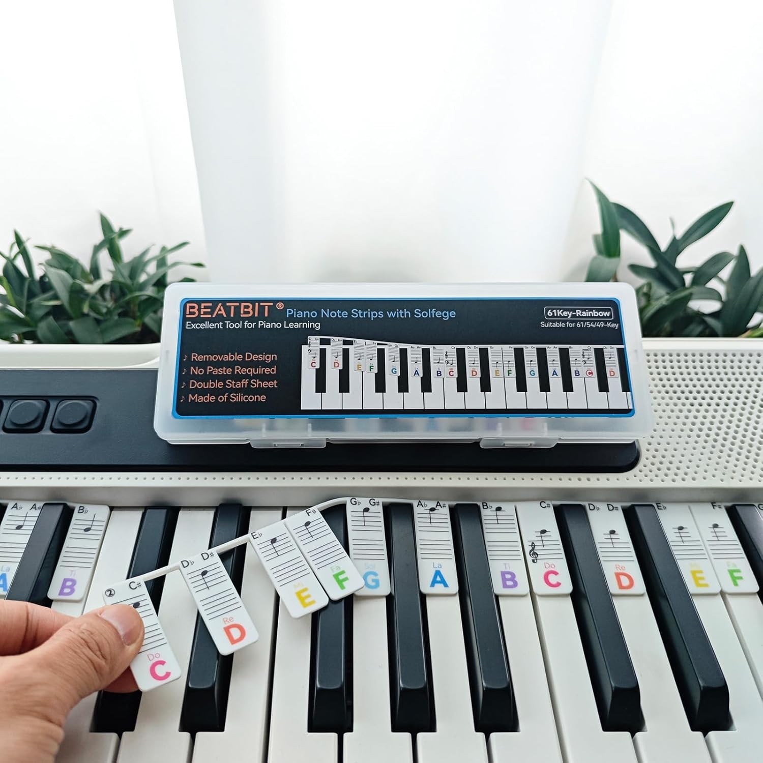 Piano Note Strips with Solfege Do Re Mi, Removable Piano Keyboard Stickers, P…